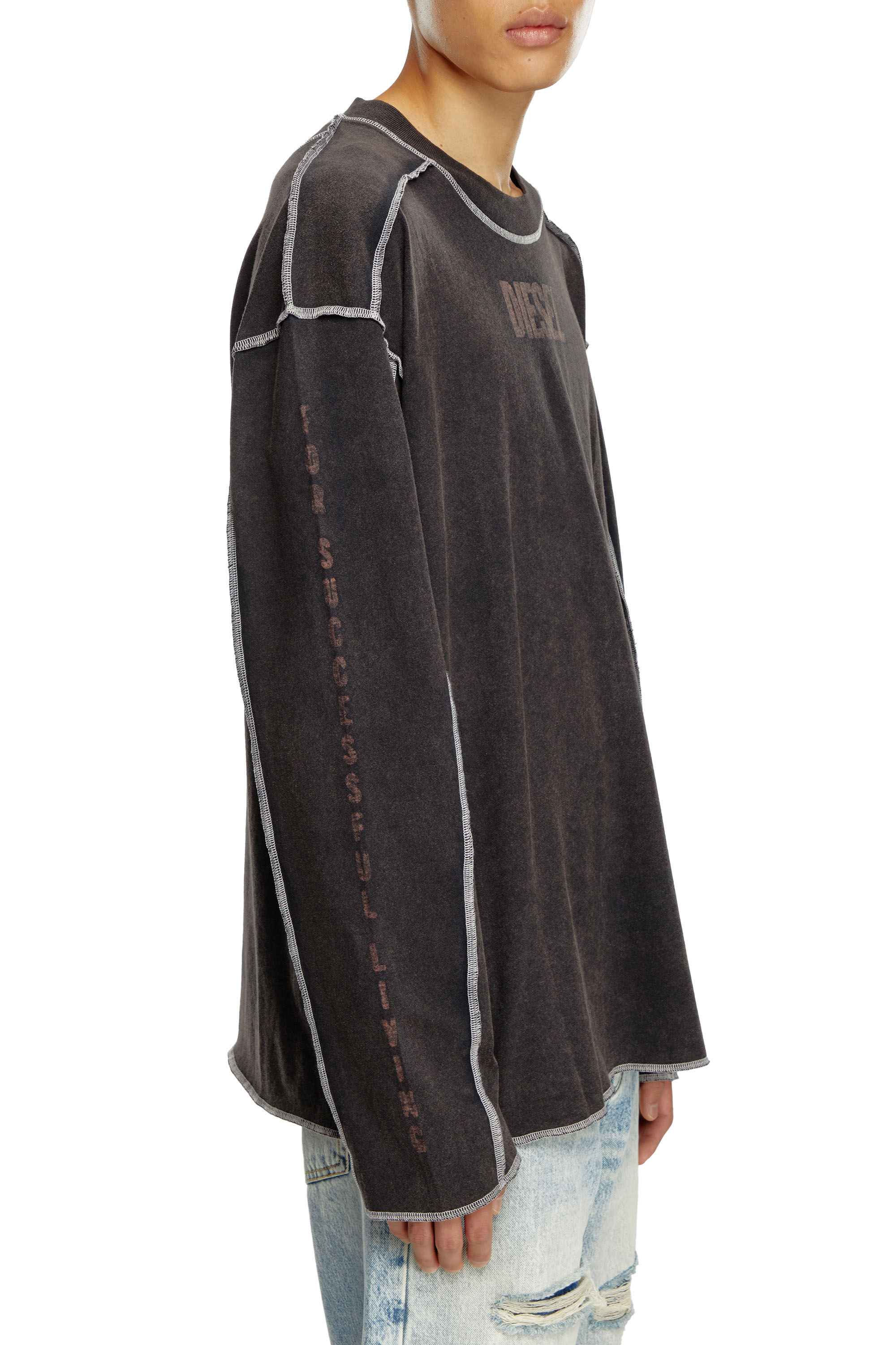 完売品 DIESEL T-CRAOR-LS ダークグレー XL Men's Long-sleeve T-shirt with inside-out effect | Grey | Diesel