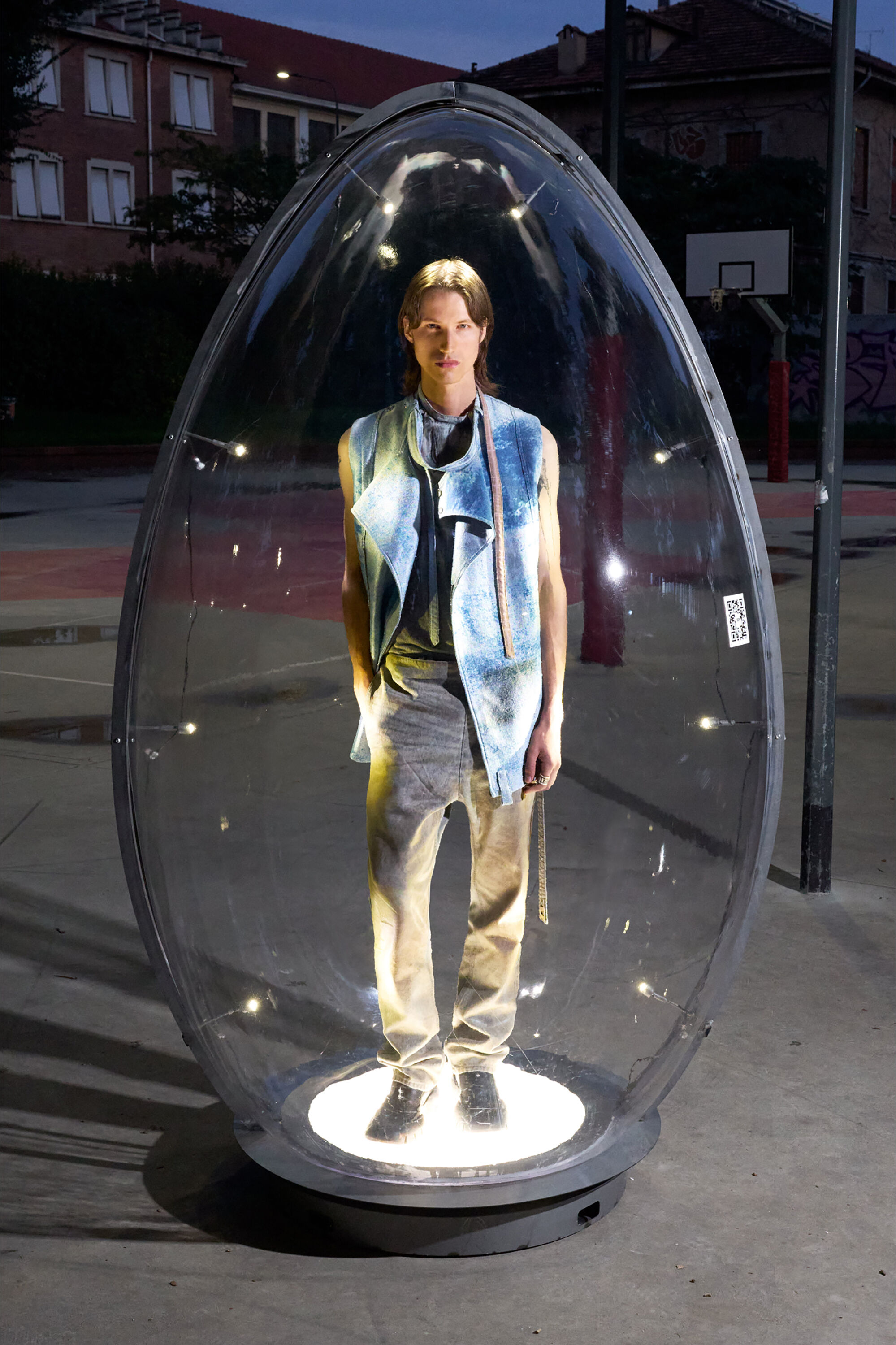 Diesel - T-GARY, Man's Rib-jersey top with biker neck strap in Grey - 6