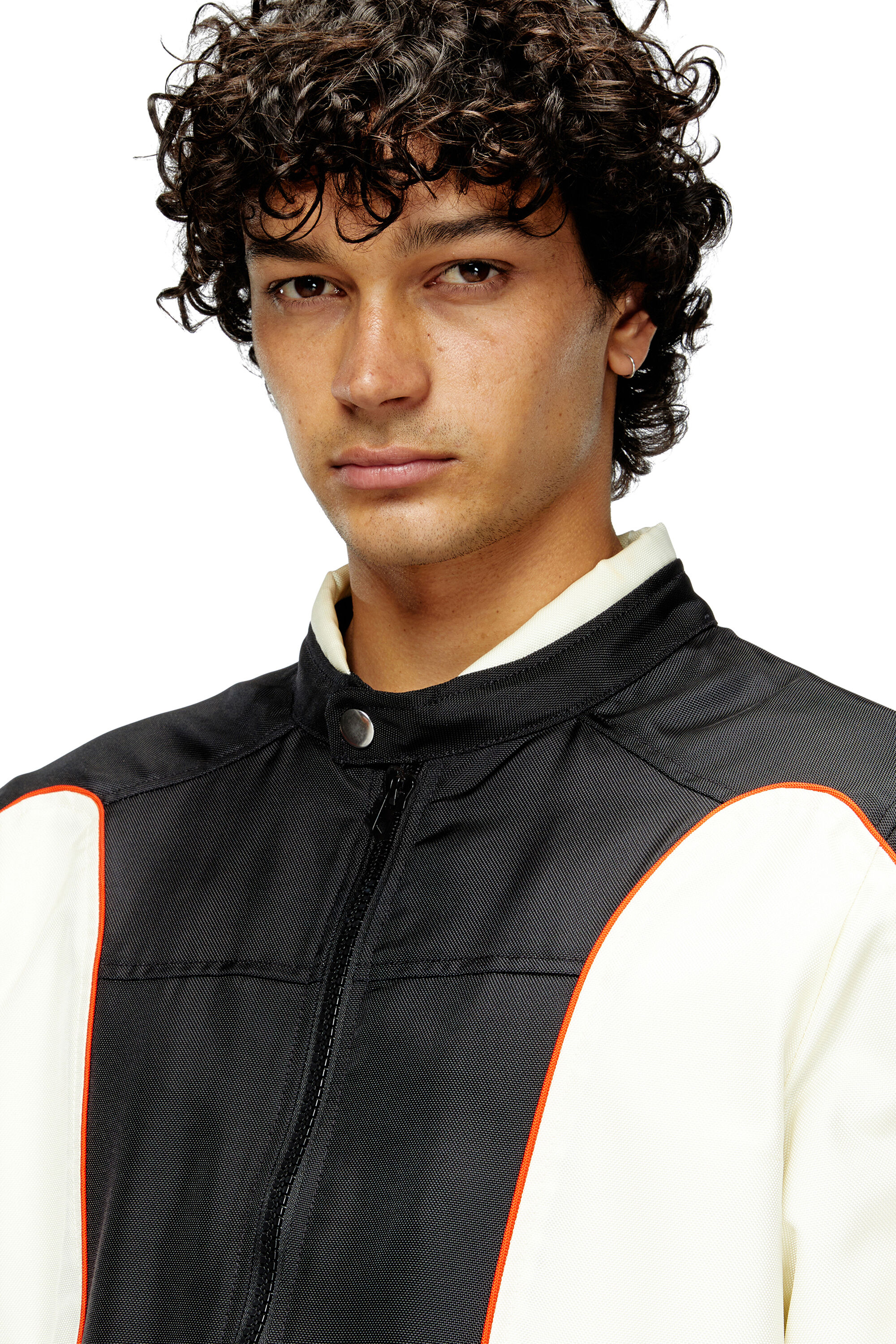 Men's Colour-block biker jacket with piping | Multicolor | Diesel