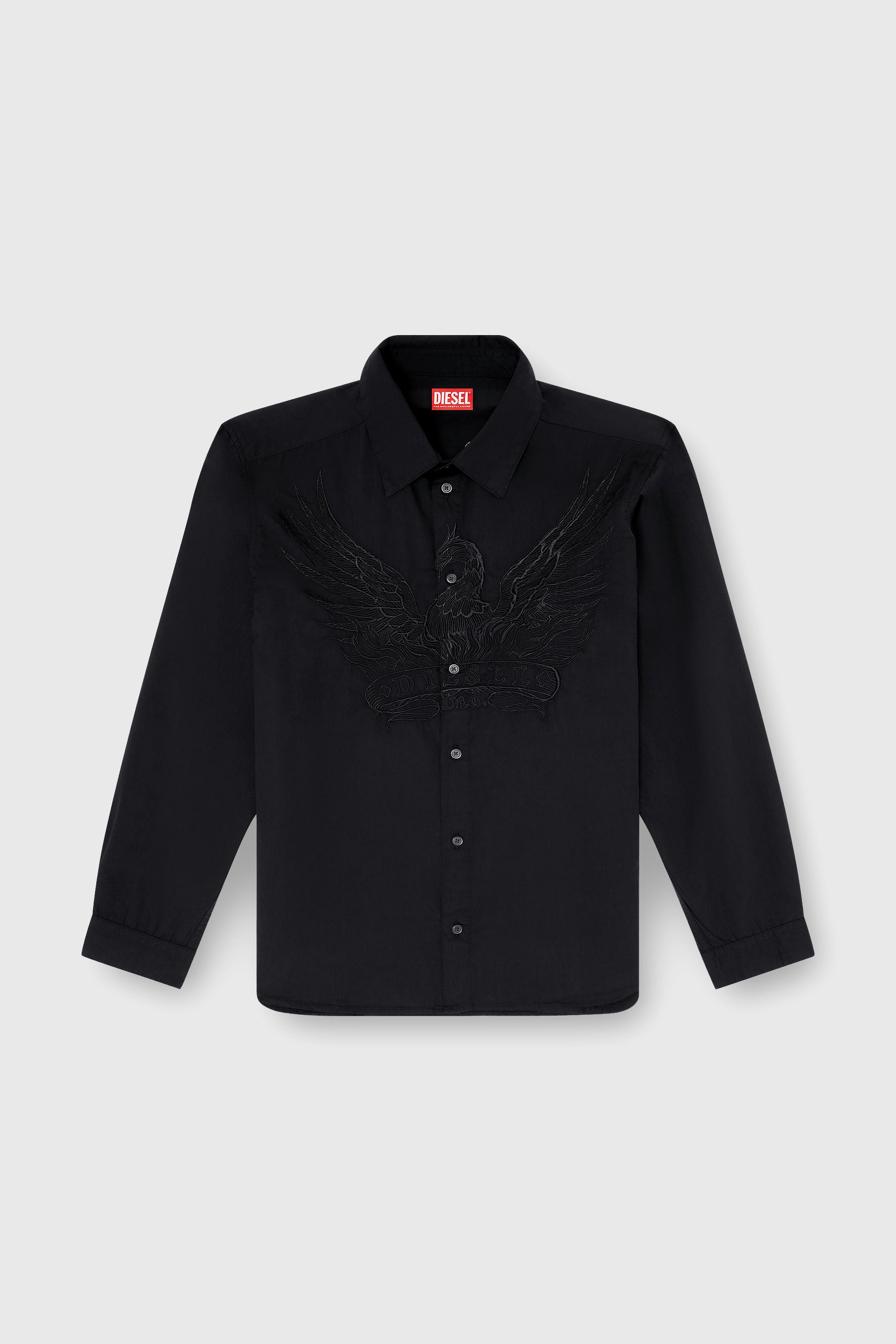 Diesel - S-SIMPLY-A-JMCK, Man's Cotton-cupro shirt with embroidered patch in Black - 2