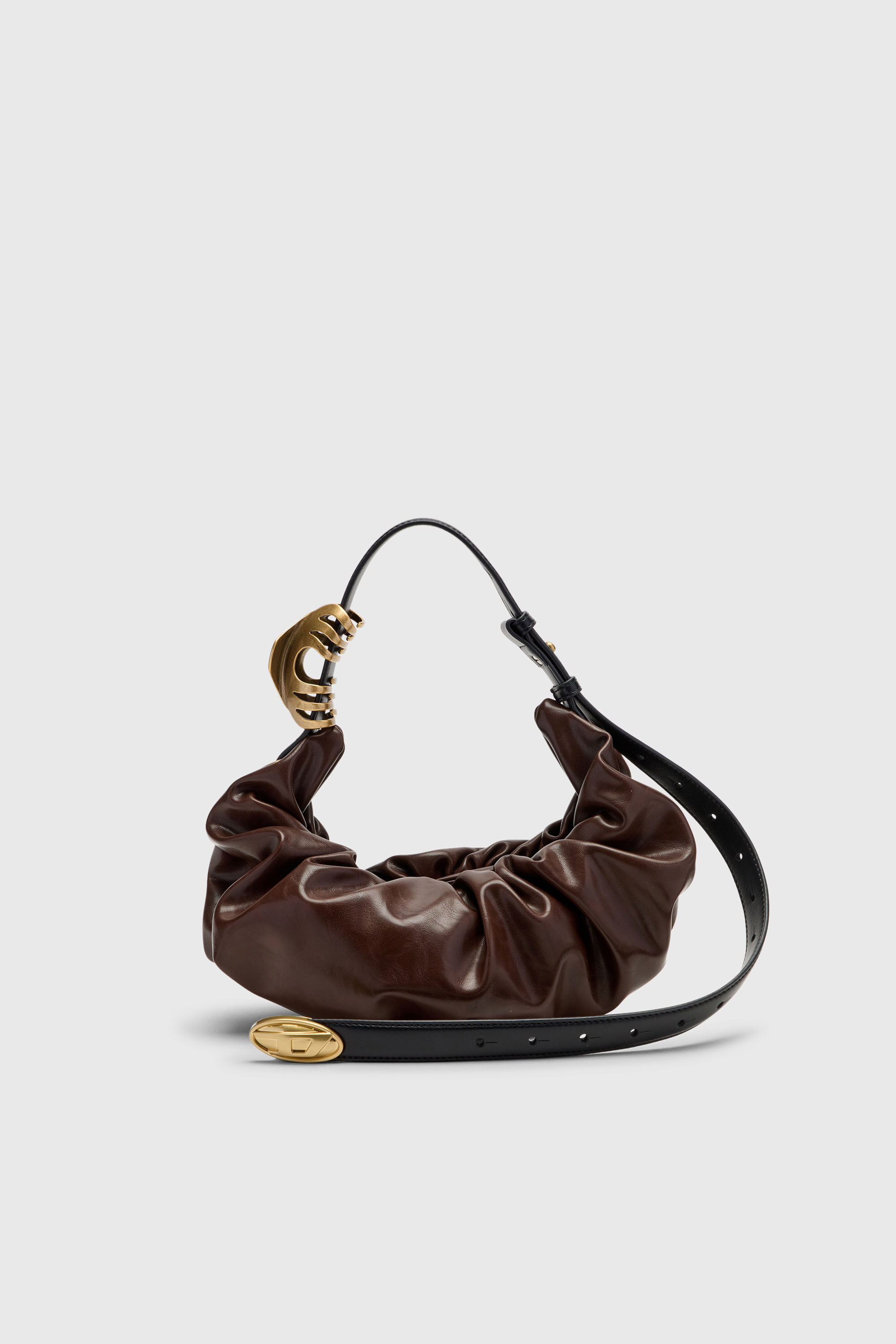 Women's Grab-D-Small scruched hobo bag | Brown | Diesel {{Country}} Women's Grab-D-Small scruched hobo bag | Brown | Diesel {{Country}}