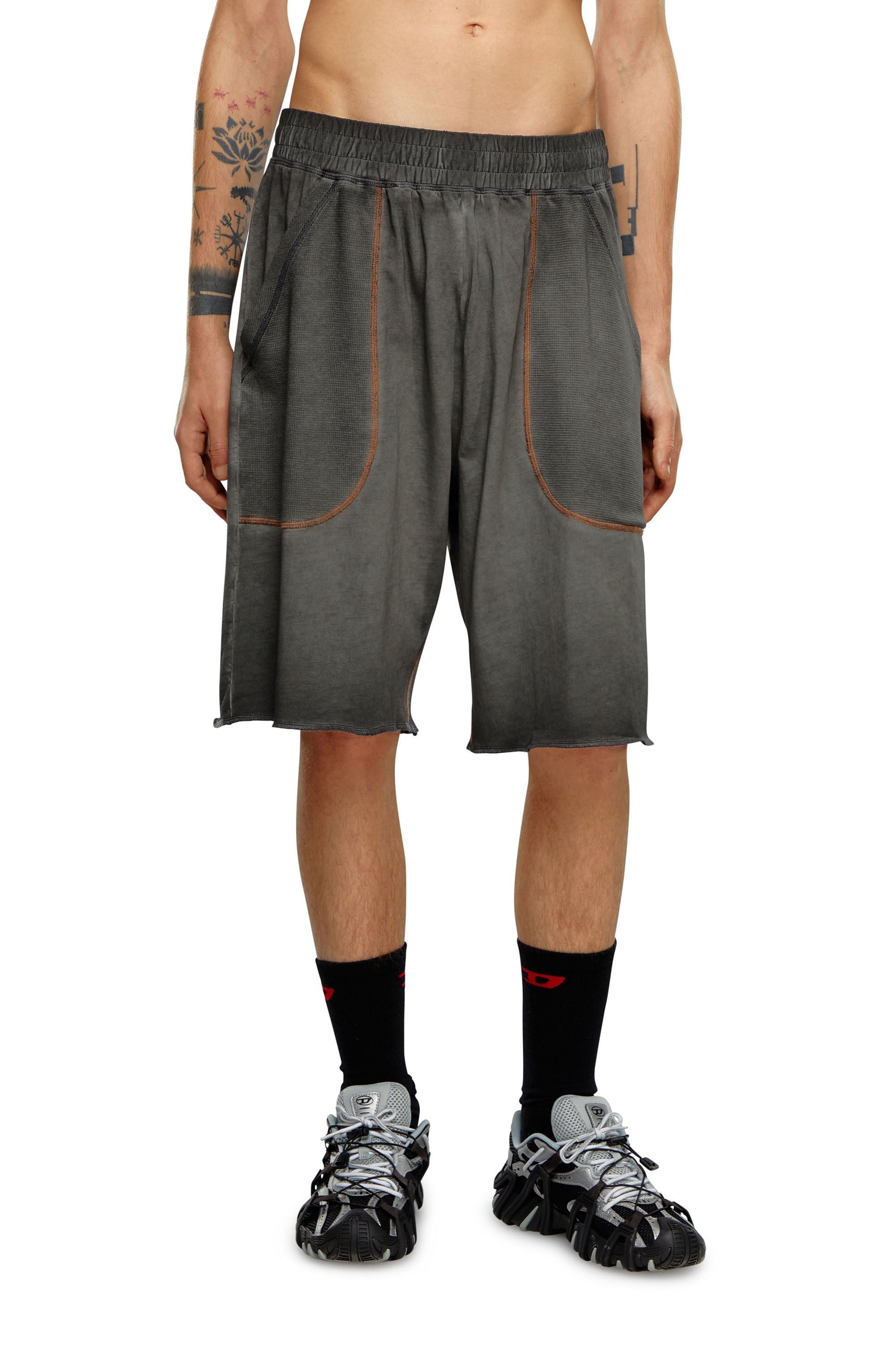 Men's Sweat shorts with waffle-knit details | Black | Diesel US