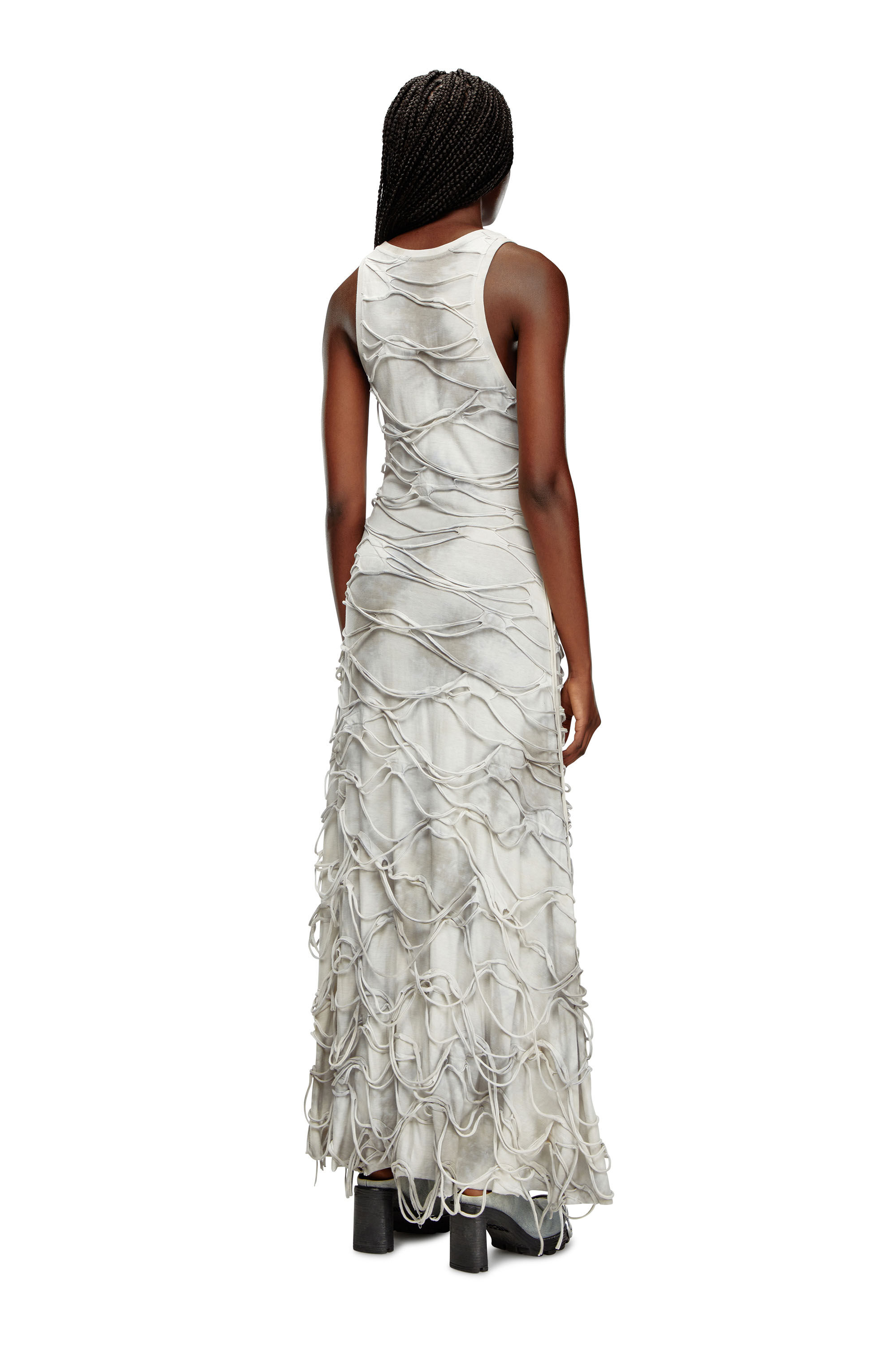 Diesel - D-JARAL, Female's Long tank dress with floating strands in Light Grey - 3