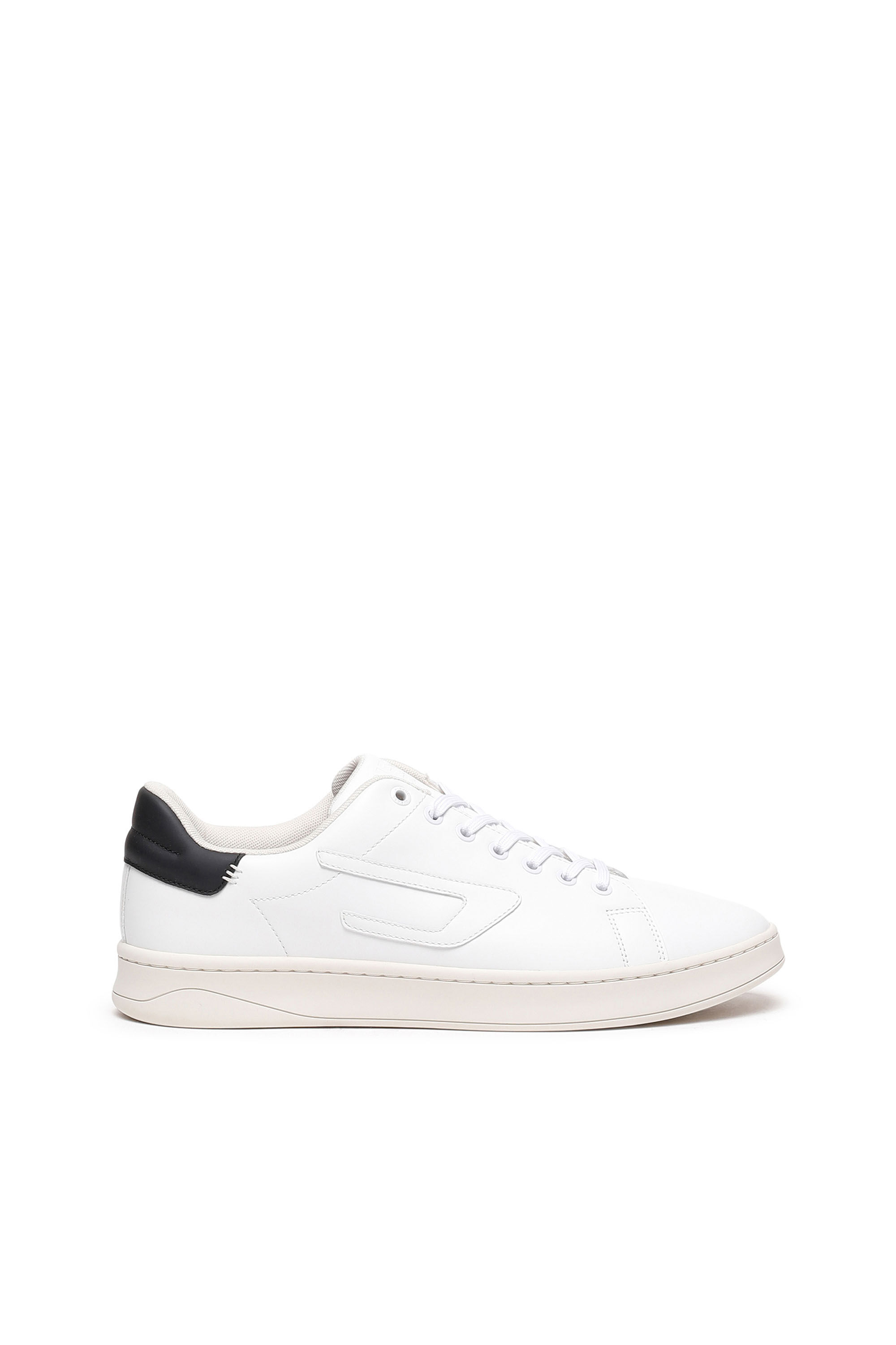 Diesel - S-ATHENE LOW, Male's S-Athene Low-Low-top leather sneakers with D patch in White/Black - 1