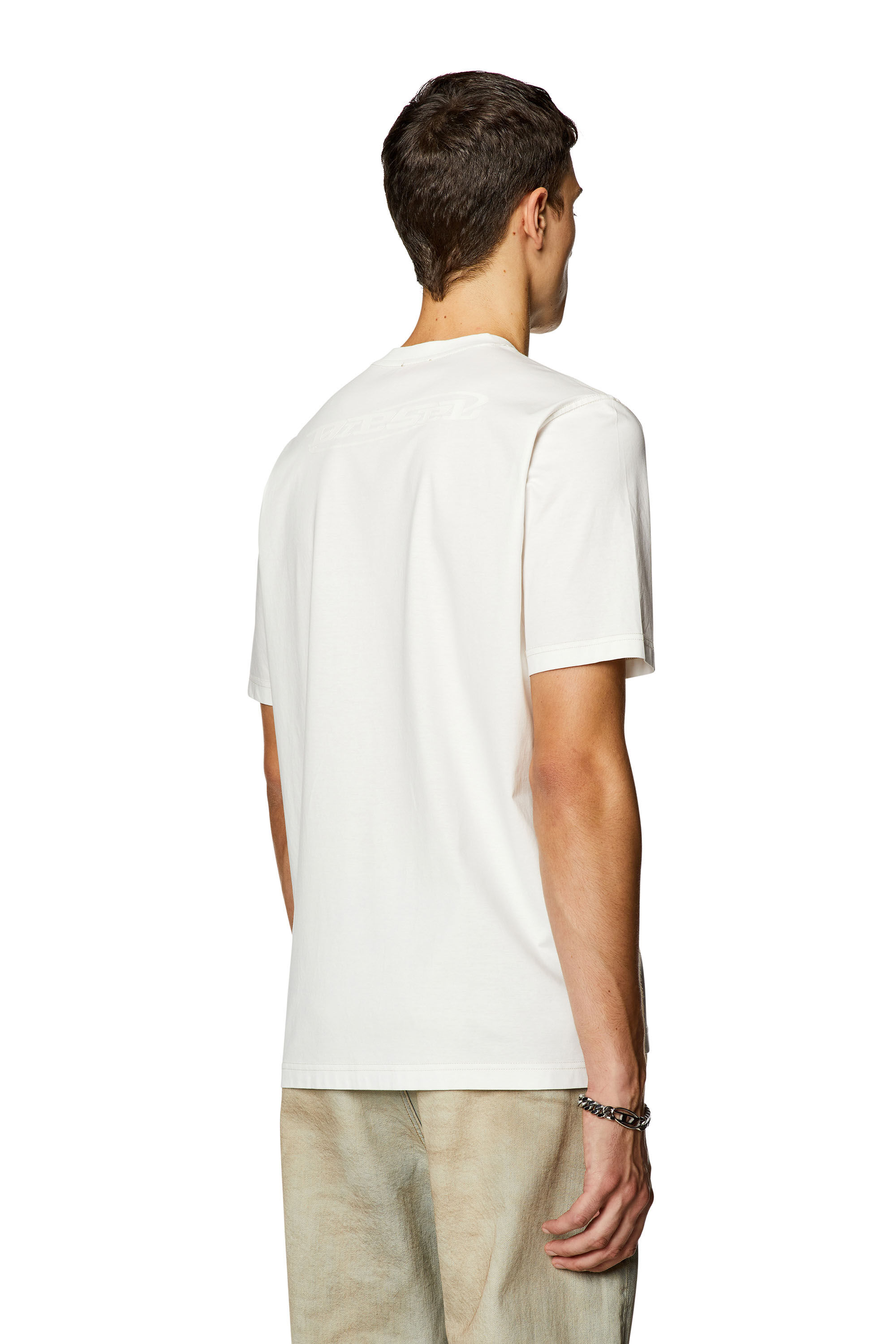 Diesel - T-MUST-SLITS-N, T-shirt en coton mercerisé avec logo imprimé Homme in Blanc - 4