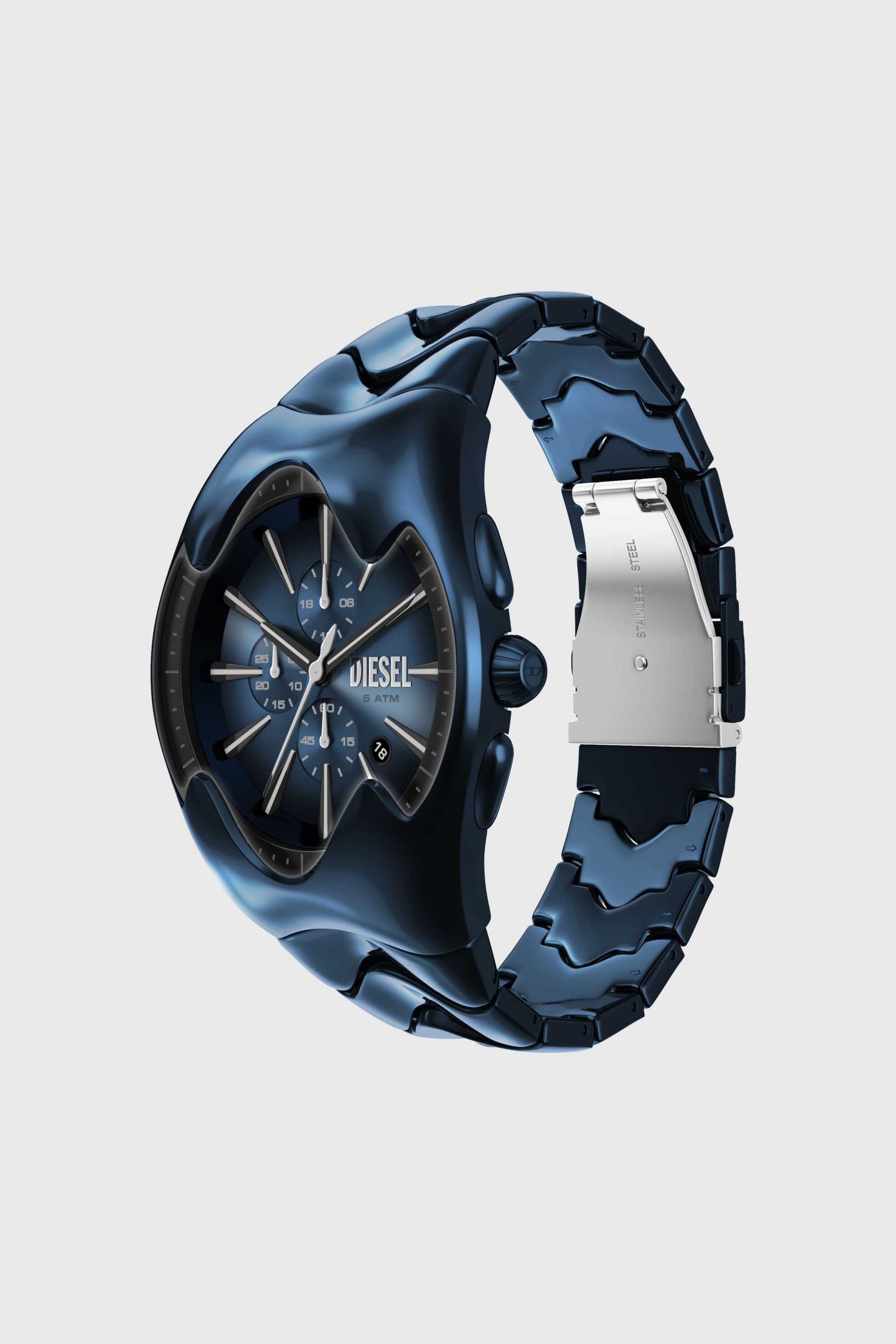 Diesel - DZ4704 WATCH, Man's Mercurial Chronograph Blue Stainless Steel Watch in Black/Blue - 7