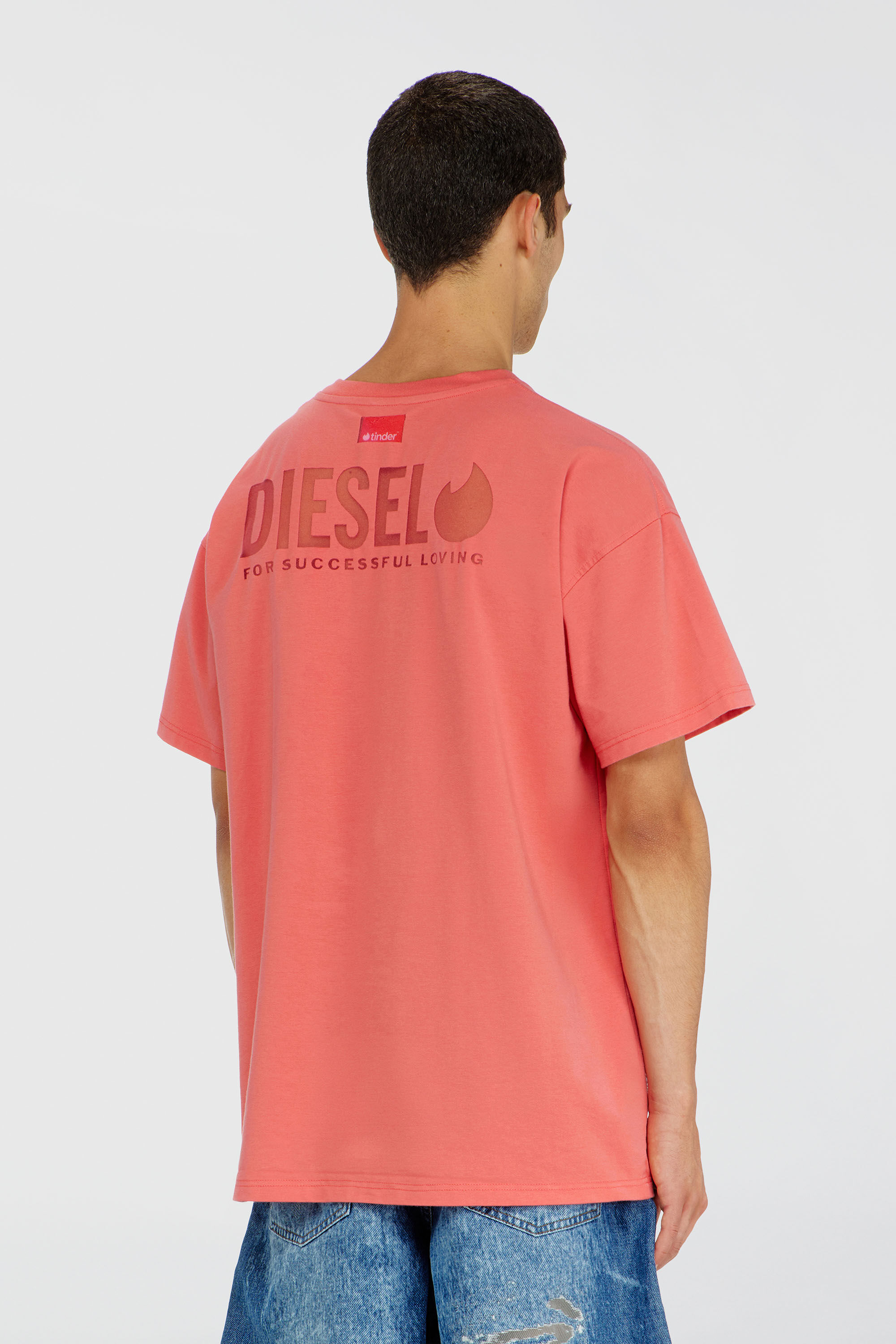 Women's T-shirt with transparent back logo | Red | Diesel {{Country}}
