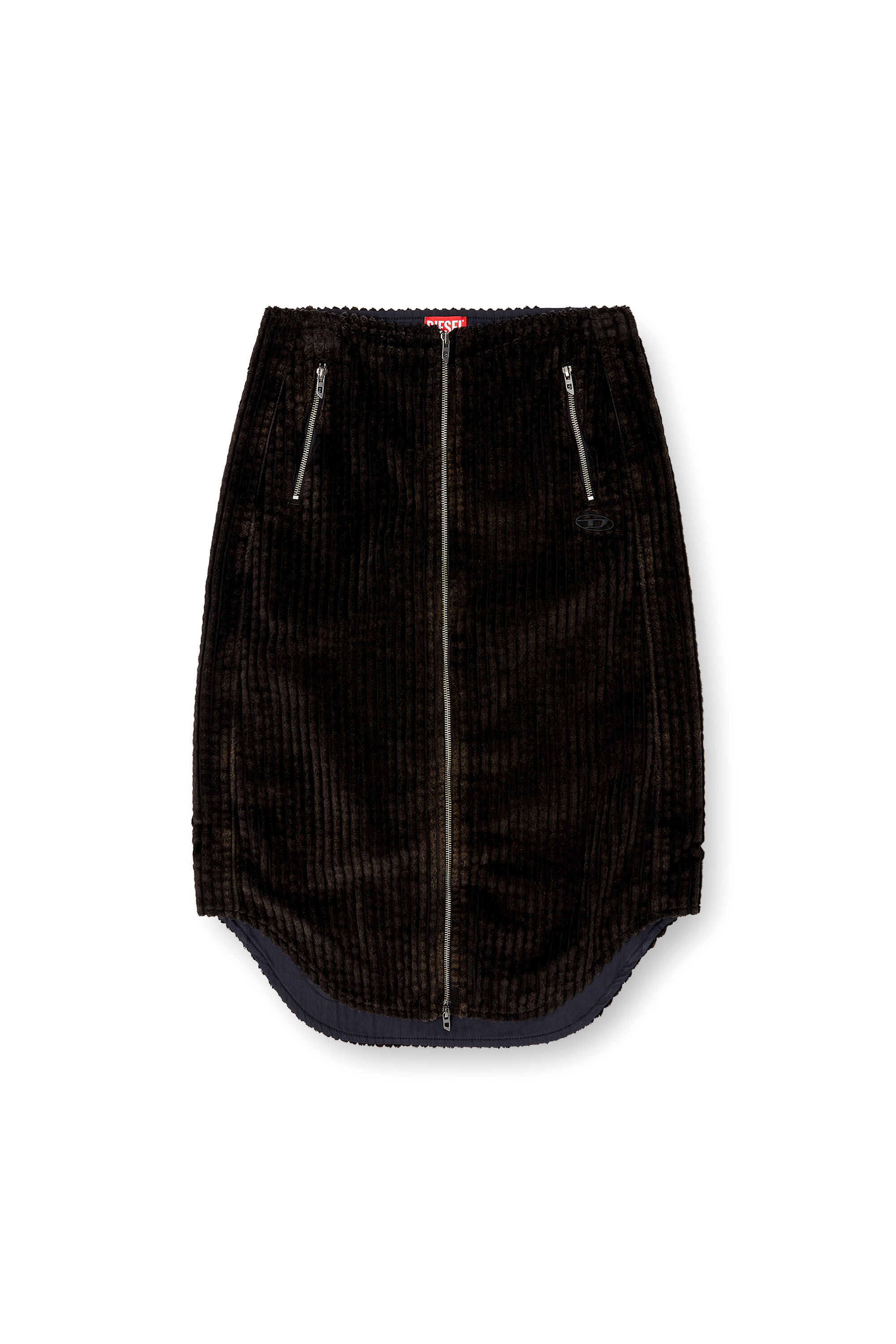 Diesel - O-LLIPOP, Jupe midi en coton avec zip Femme in Noir - 2