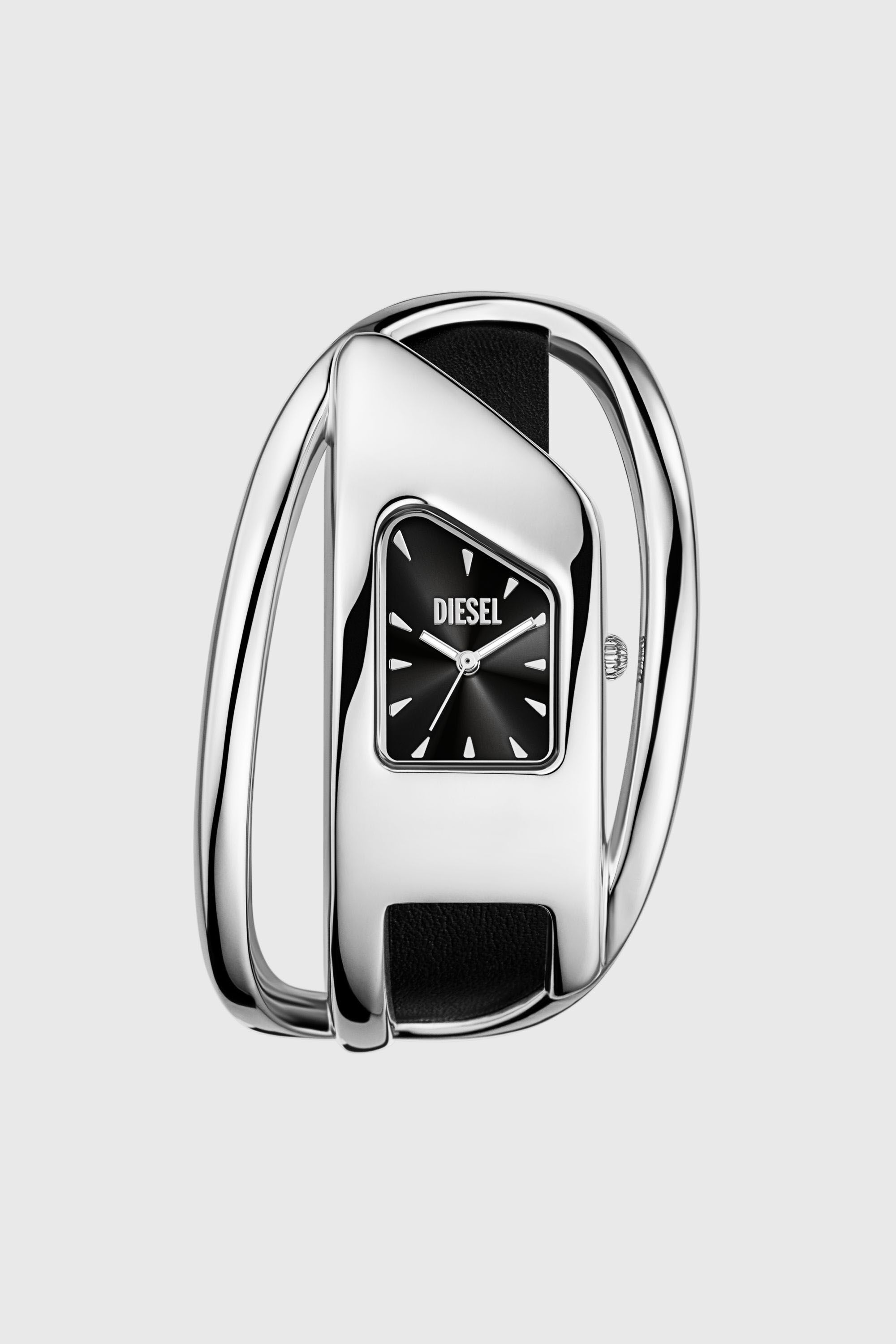 Women's Wrap-D black leather watch | Silver | Diesel {{Country}}