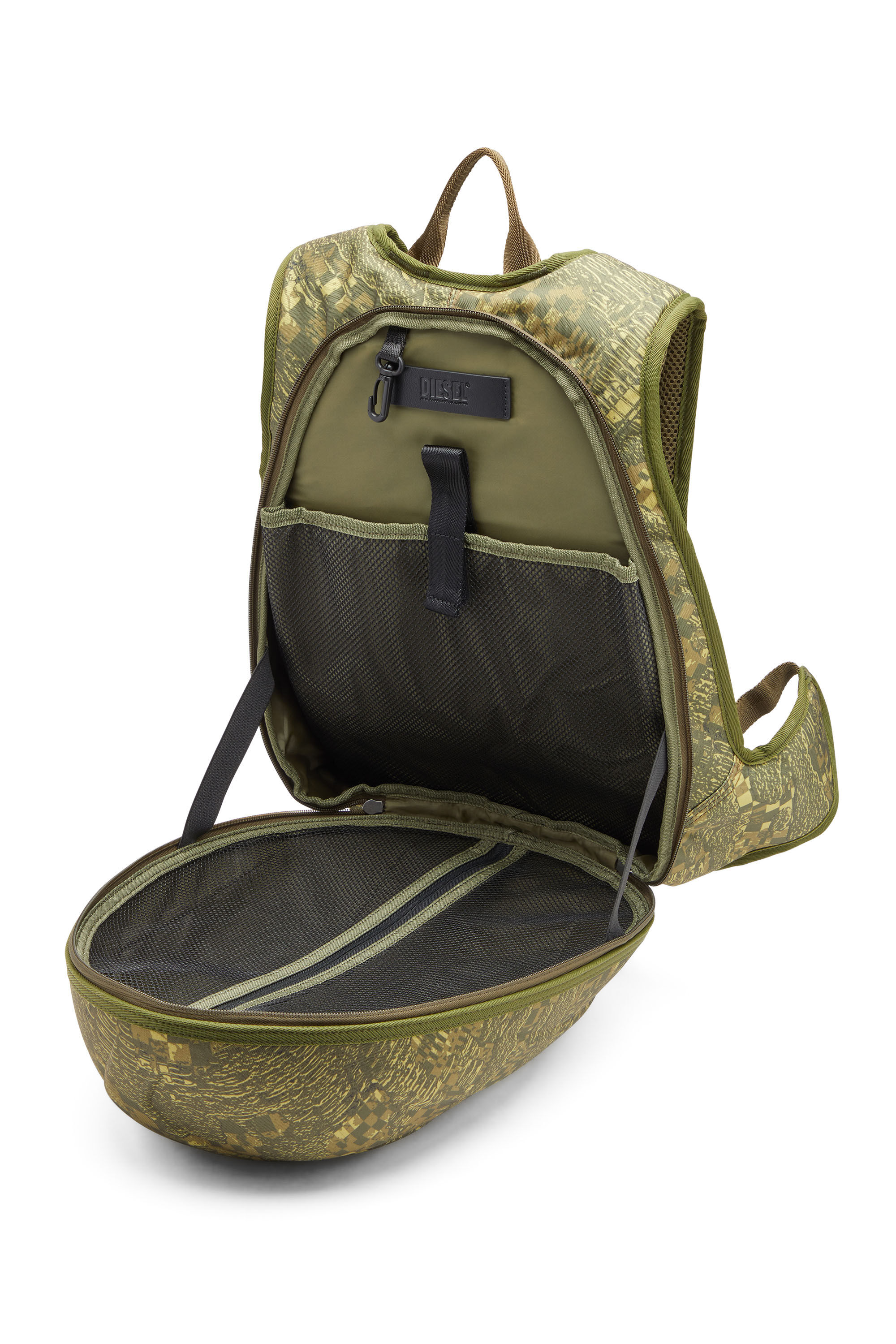 Diesel - 1DR-POD BACKPACK, 1DR-Pod Backpack - Sac à dos rigide avec imprimé camouflage Homme in Vert - 2