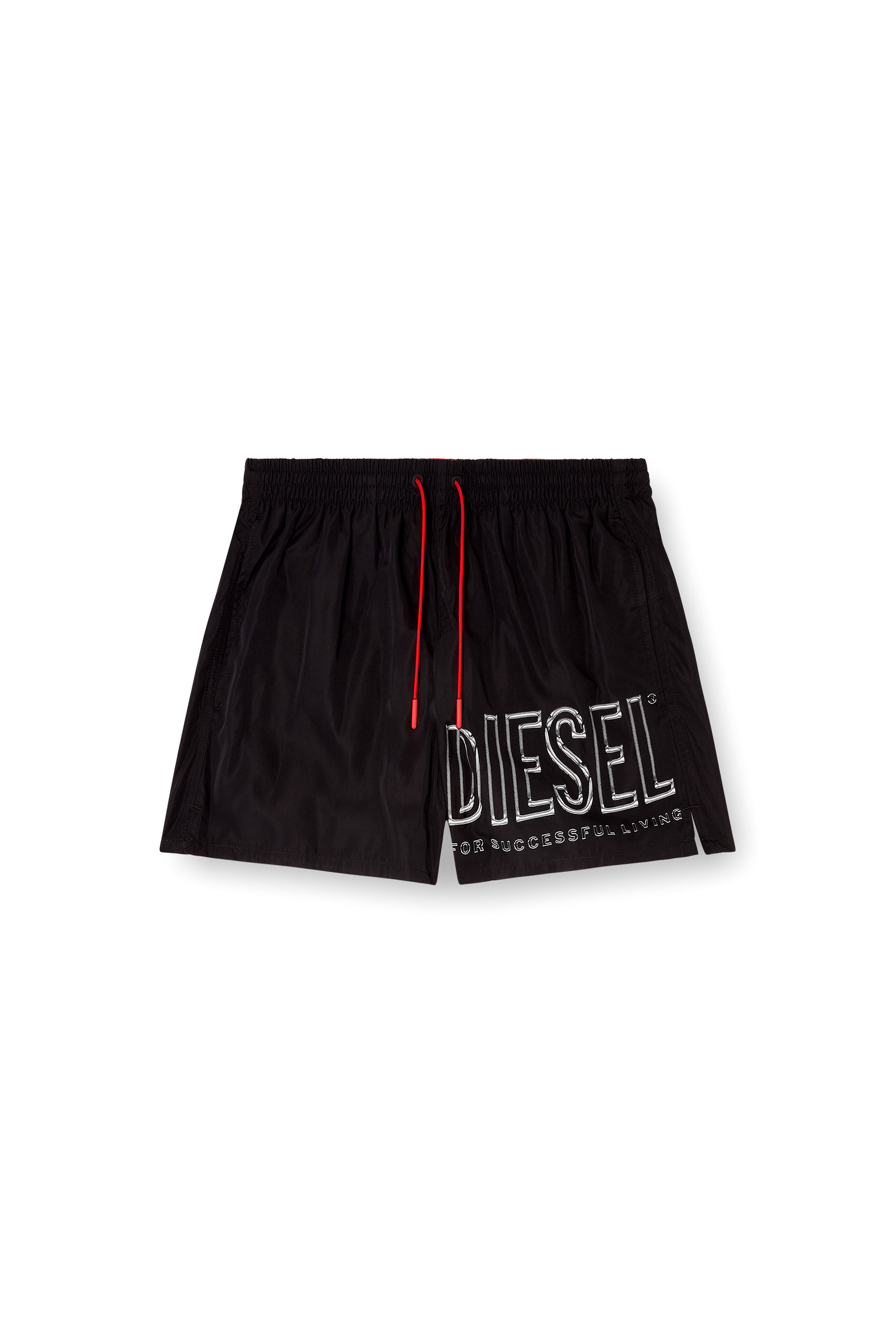 Men's Mid-length swim shorts with outline logo | Black | Diesel