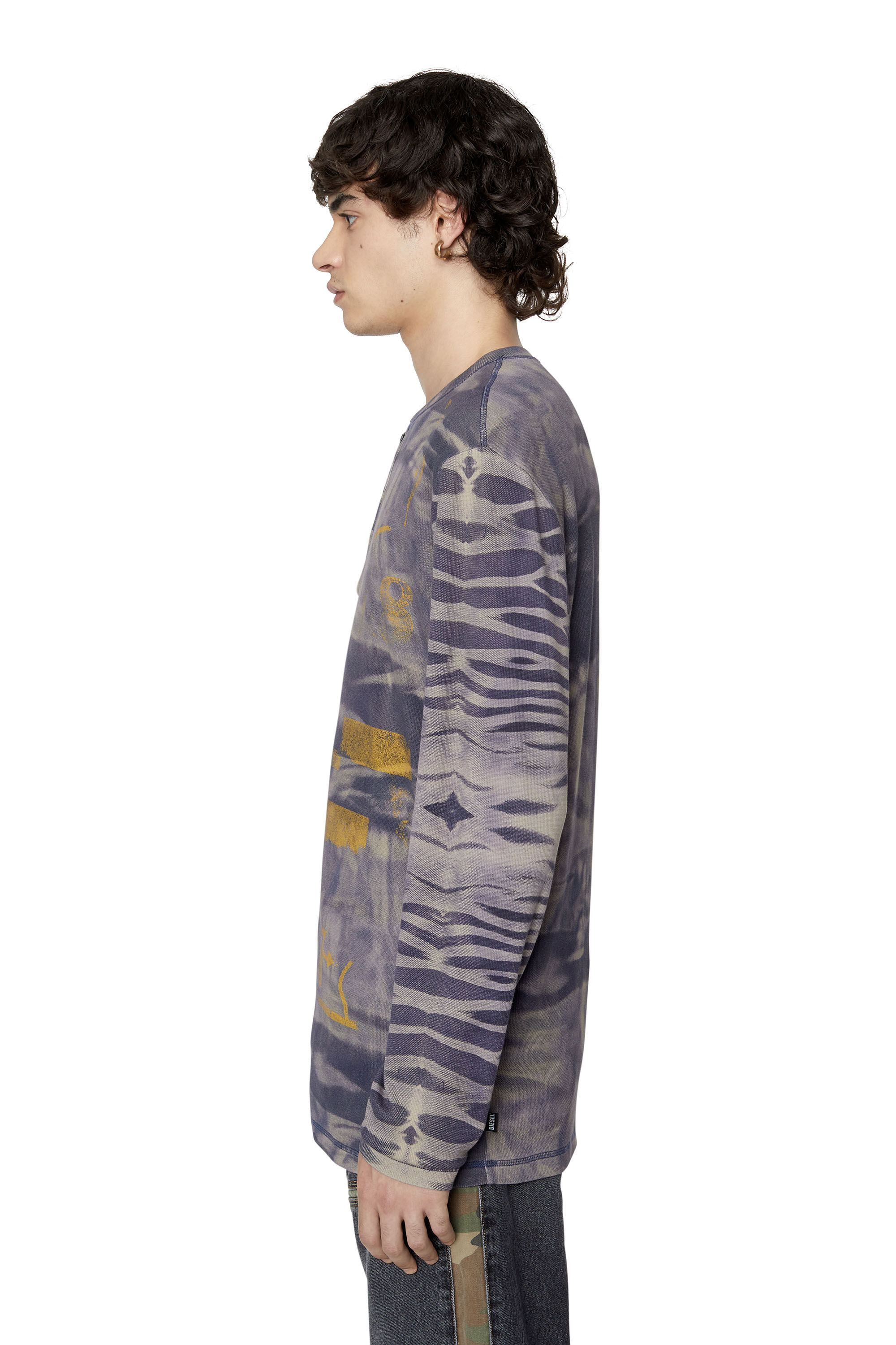 トップス DIESEL Sun-faded longsleeve Henley Tee Men's Henley T-shirt with sun-faded effect | Blue | Diesel