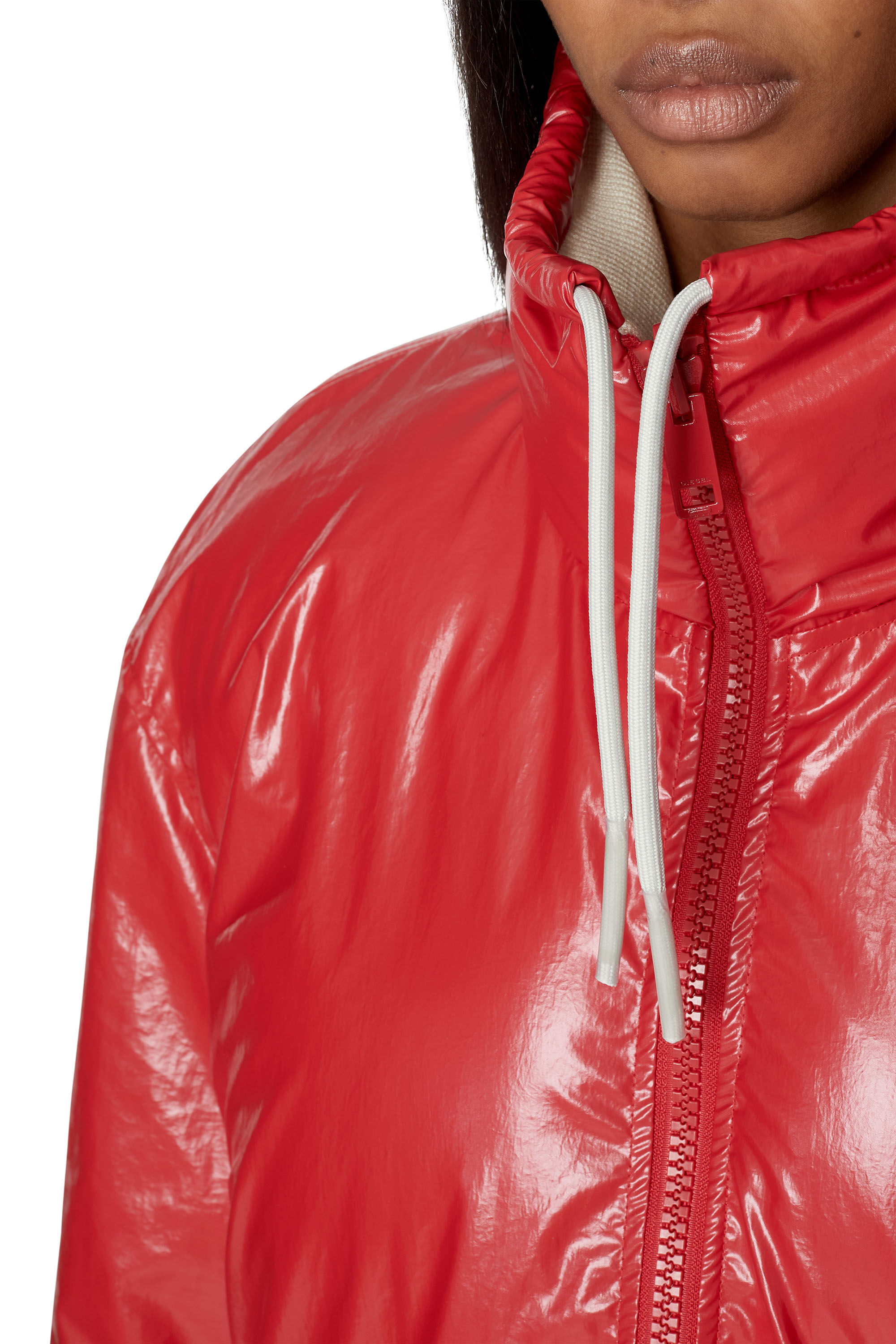 Diesel - W-JUPITER, Female's Oversized reversible logo puffer jacket in Red - 4