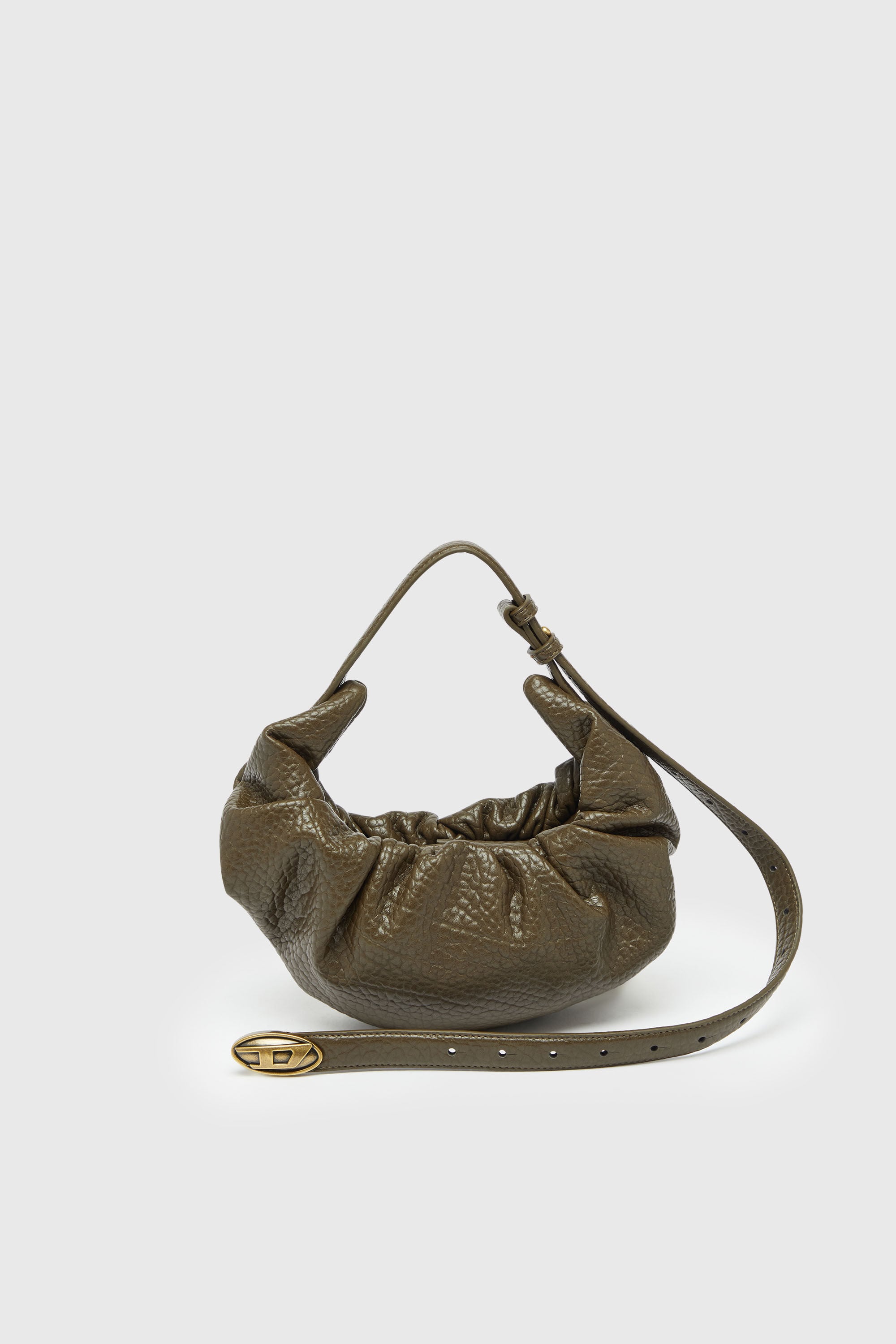 Diesel - GRAB-D HOBO S, Grab-D- Petit sac hobo pliss&eacute; &agrave; texture bulles Femme in Marron - 1
