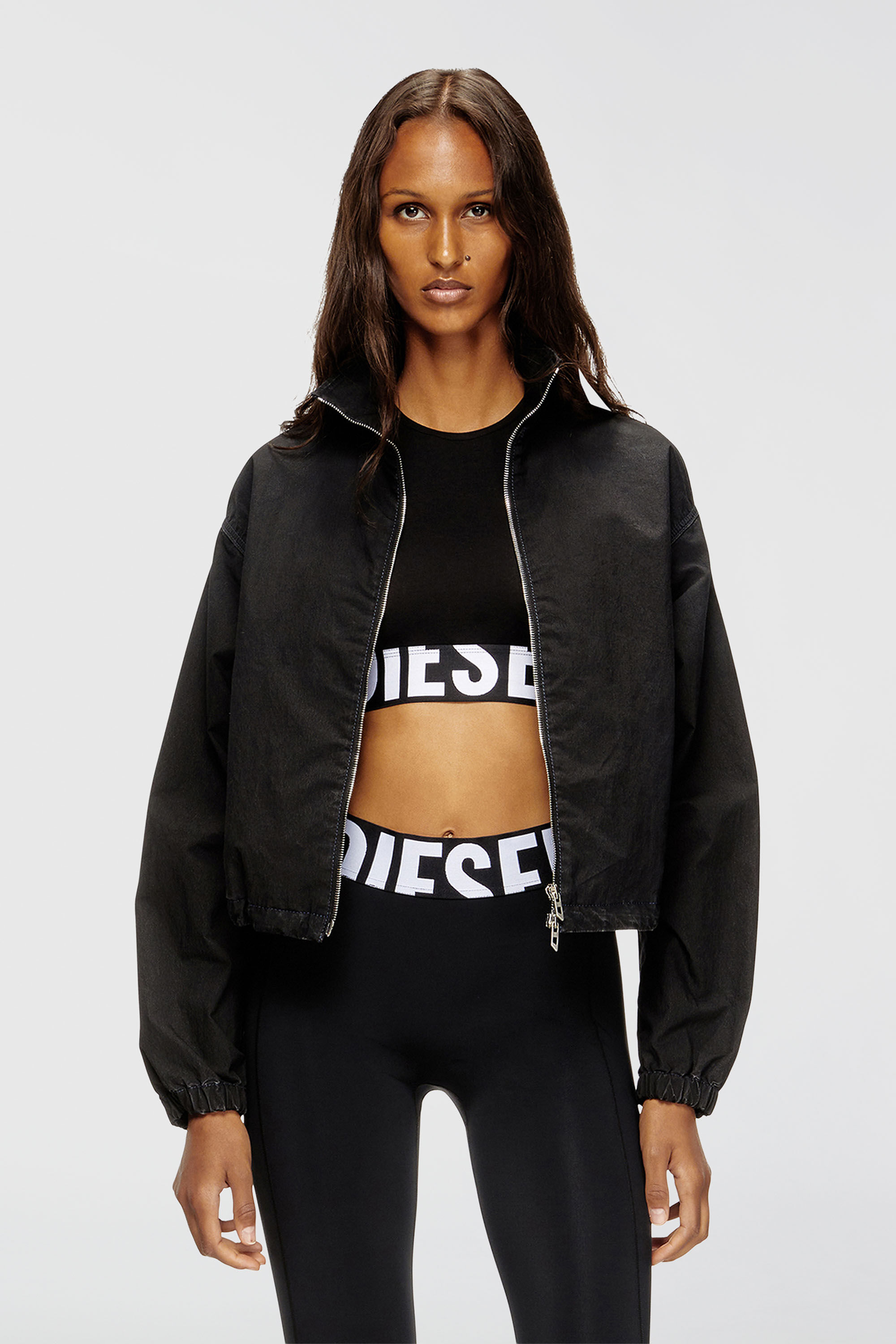 Women's Cropped tank top with cut-off logo | Black | Diesel