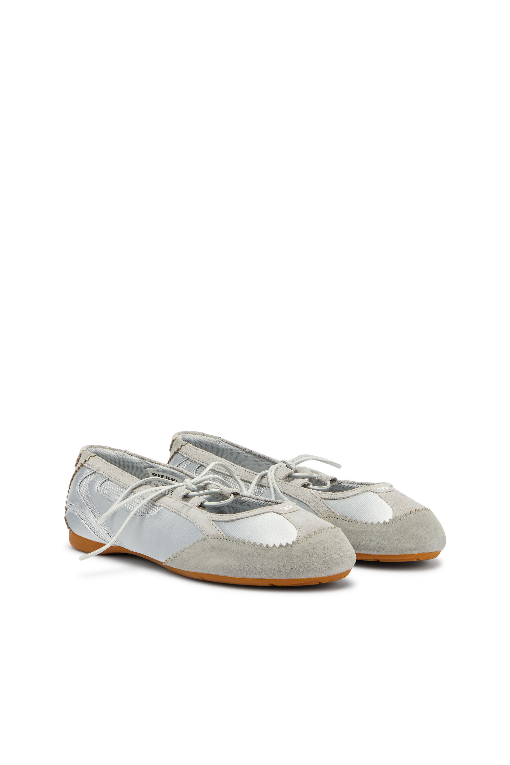 Diesel - D-MILE BALLERINA LACE UP II W, D-Mile - Bailarinas en piel y malla Mujer in Gris - 2