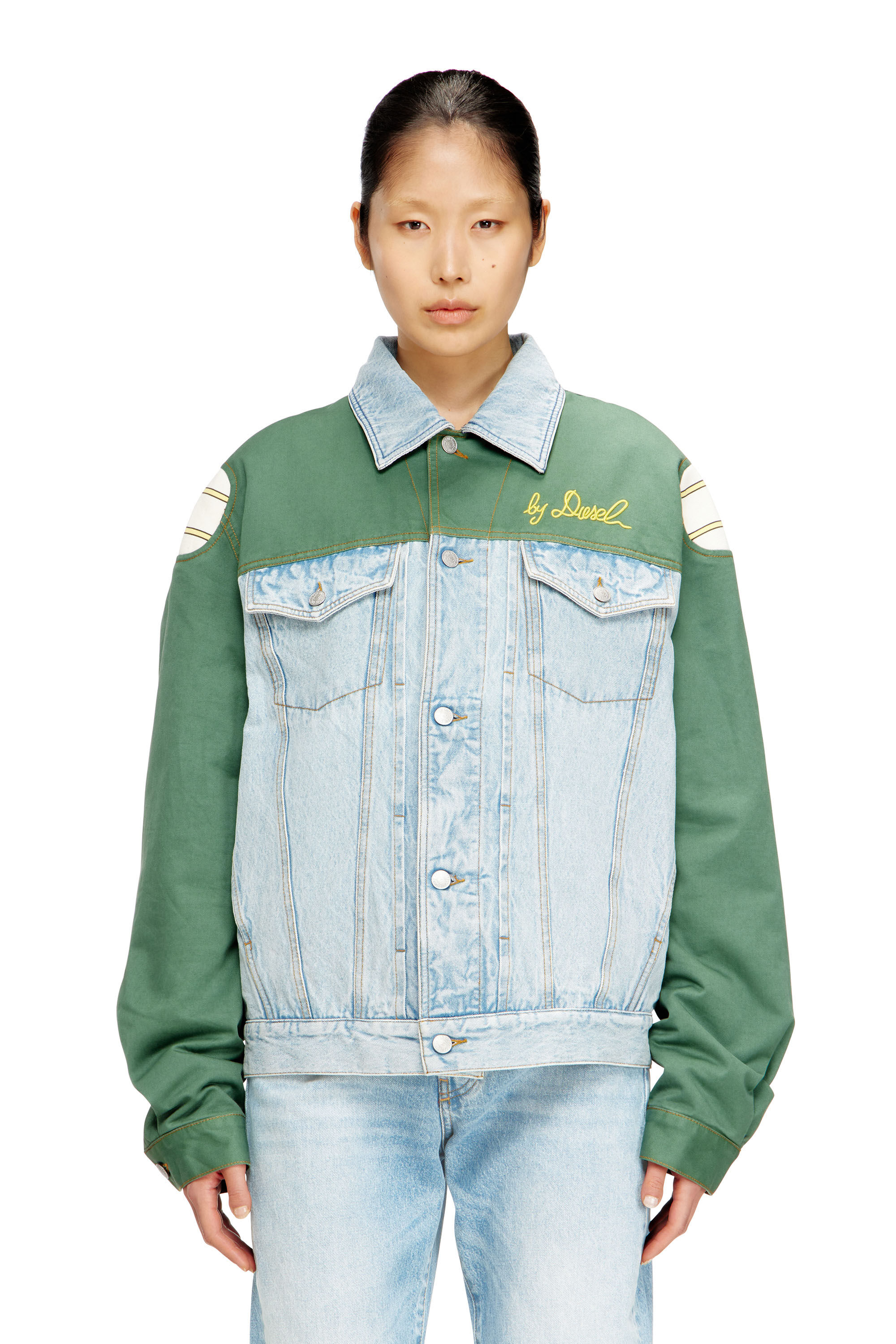 Women's Denim jacket with cotton insert | Multicolor | Diesel