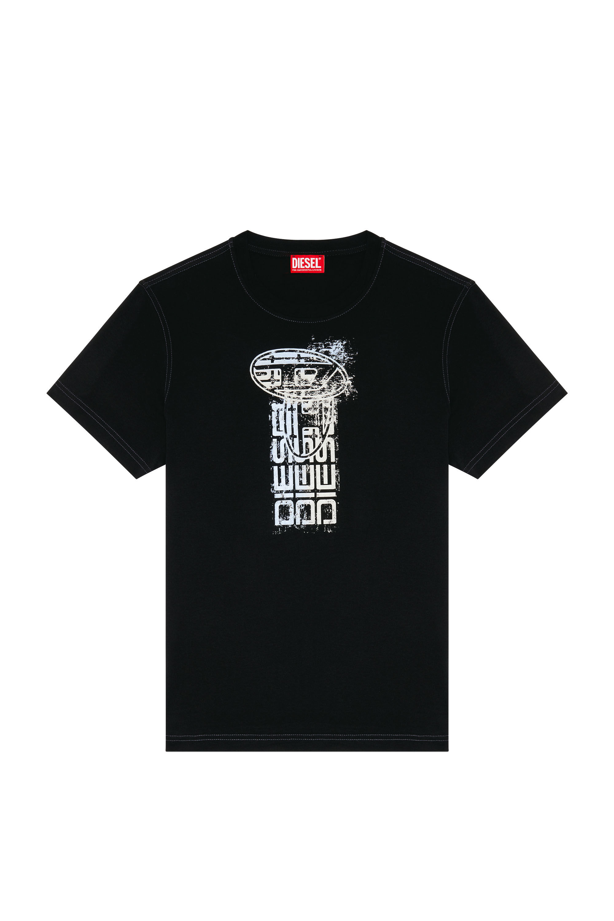 Diesel - T-DIEGOR-K68, T-shirt avec logos métallisés Homme in Noir - 2