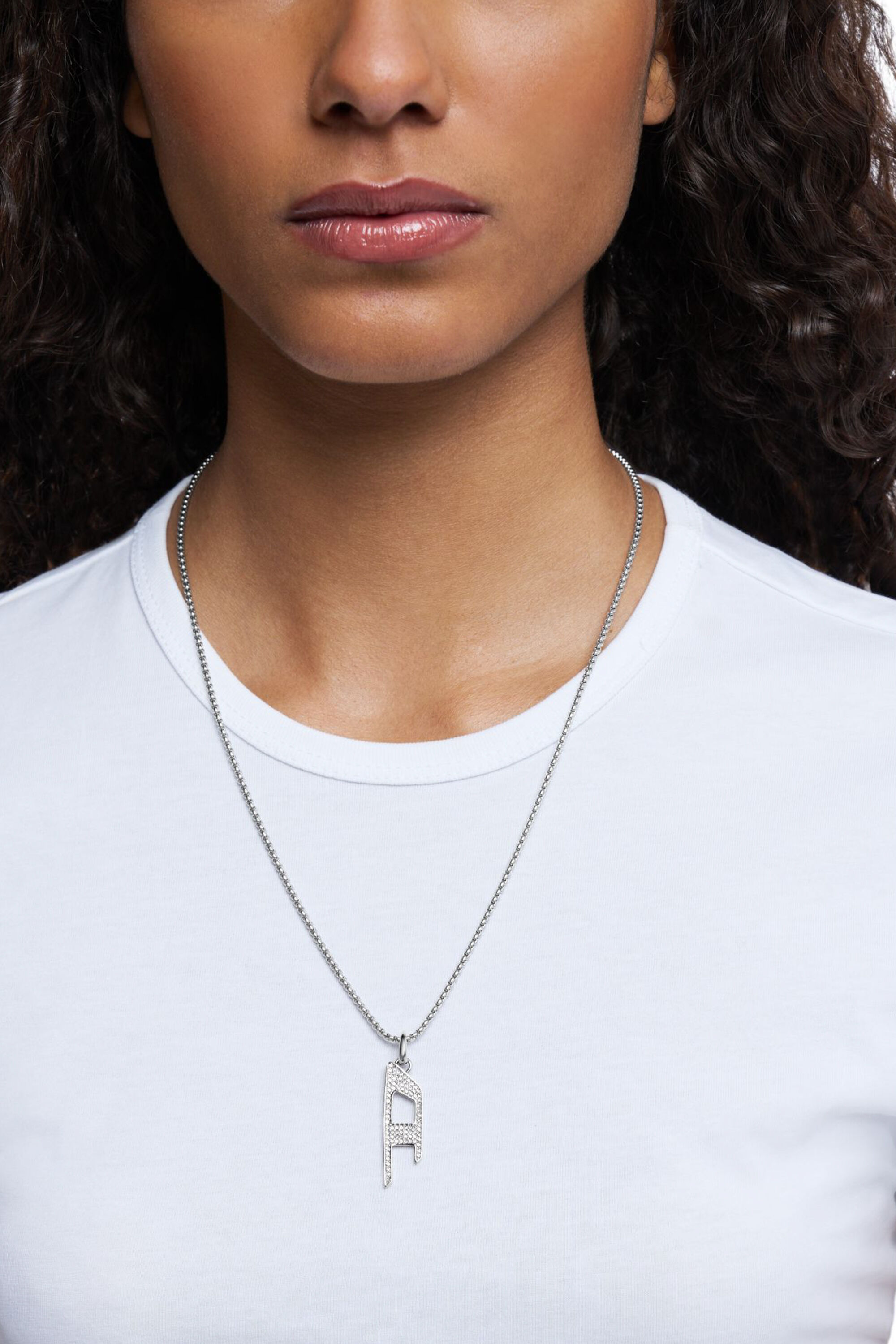 DIESEL ネックレス ステンレス Women's Stainless steel glitz pendant necklace | Silver | Diesel