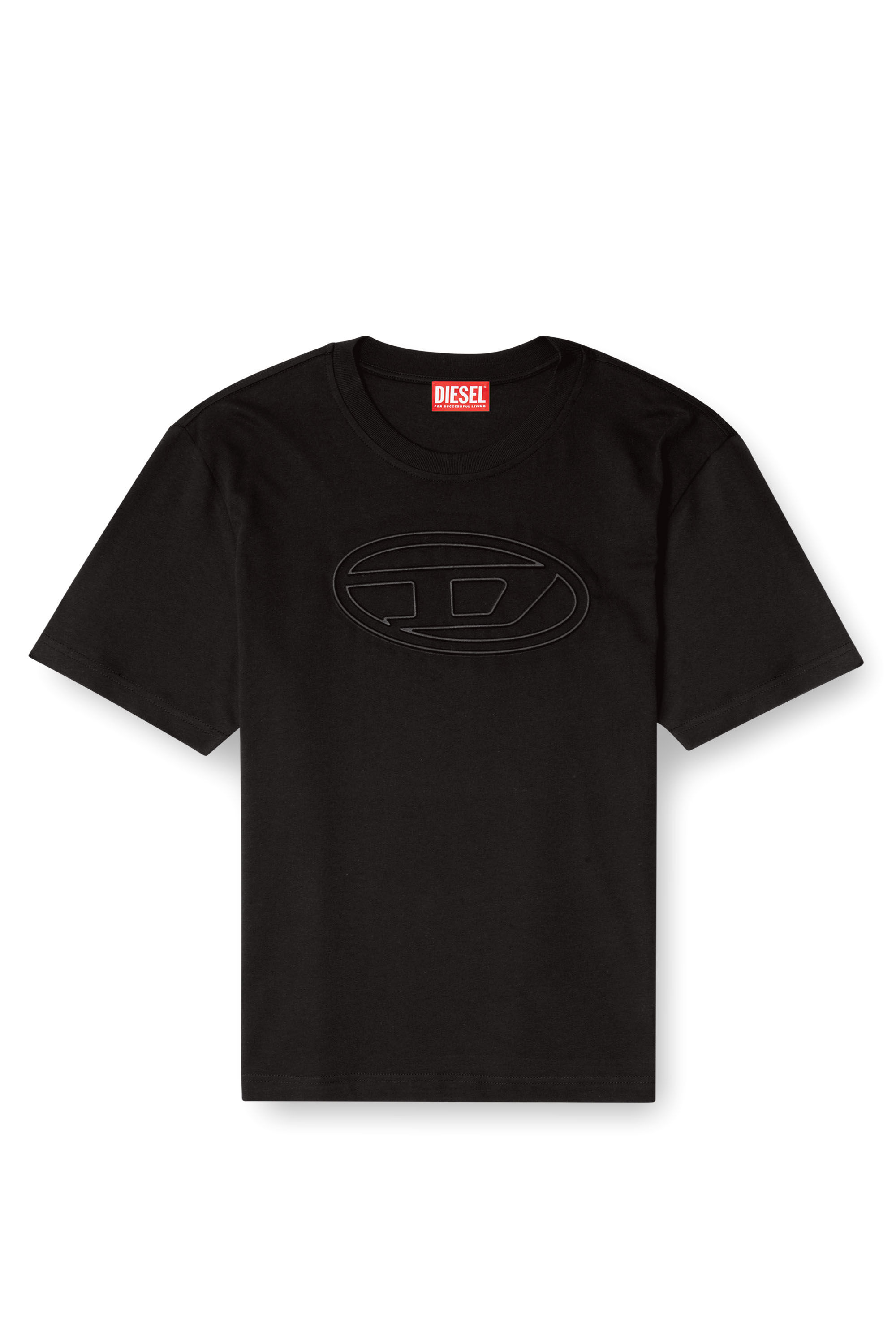◆DIESEL◆ M.Aline Short Sleeve T-Shirt Black A175010DCCH9XX Women's Crinkled short-sleeve shirt with logo collar | Black