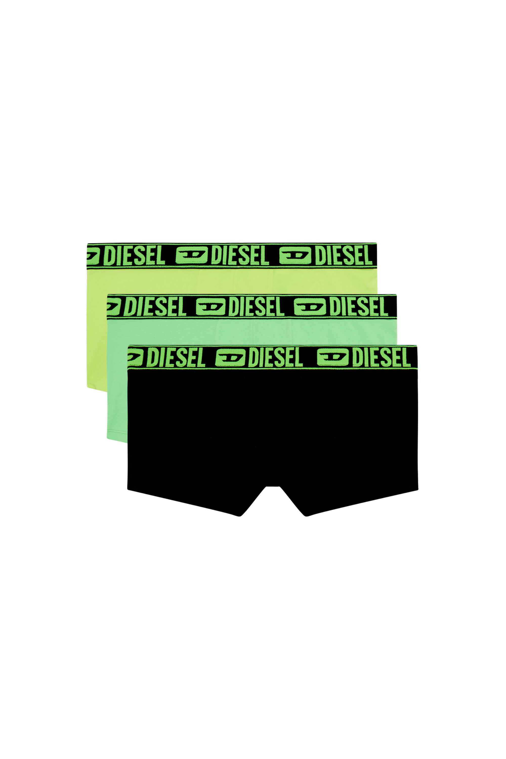 Diesel - UMBX-DAMIENTHREEPACK, Man's Three-pack boxer briefs with neon waist in Green/Black - 4