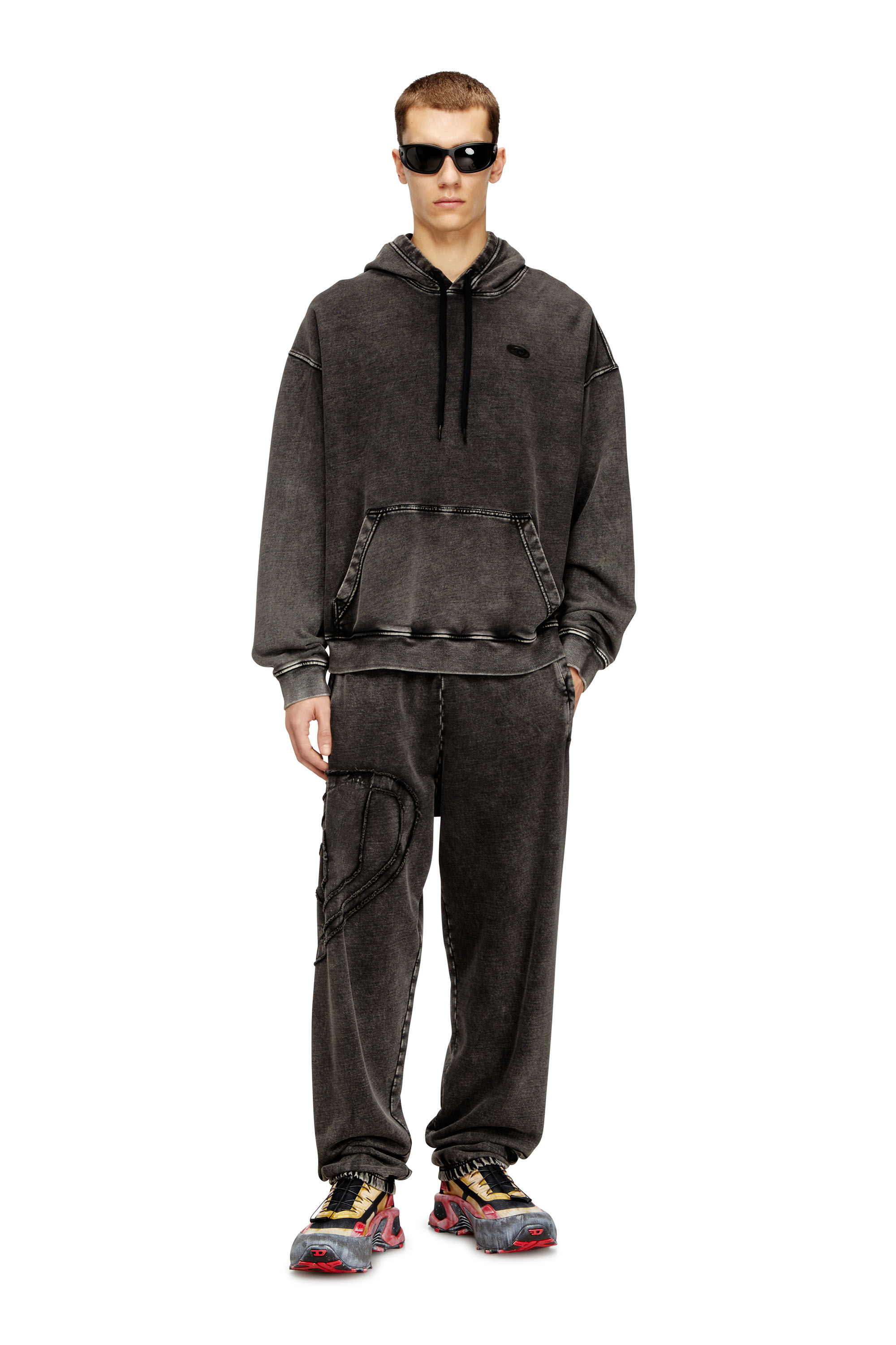 Diesel - S-BOXT-HOOD-DEN, Male's Hoodie with raw-cut back patch in Dark Grey - 1