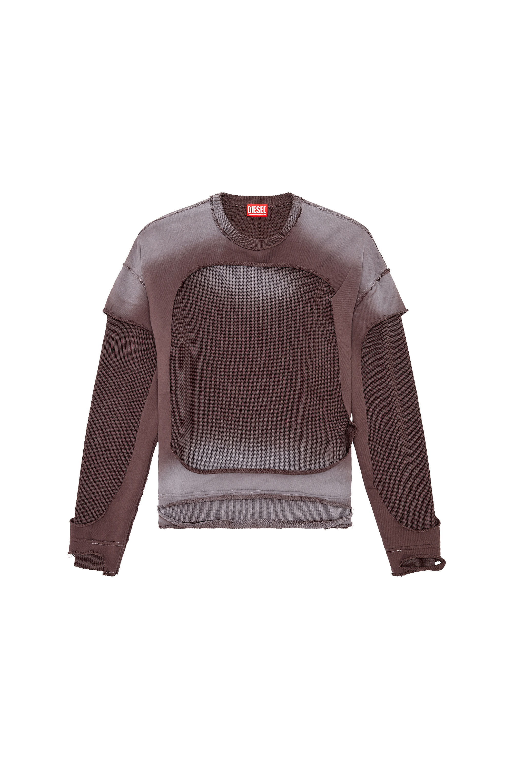 Men's Jumper with destroyed peel-off effect | Grey | Diesel US