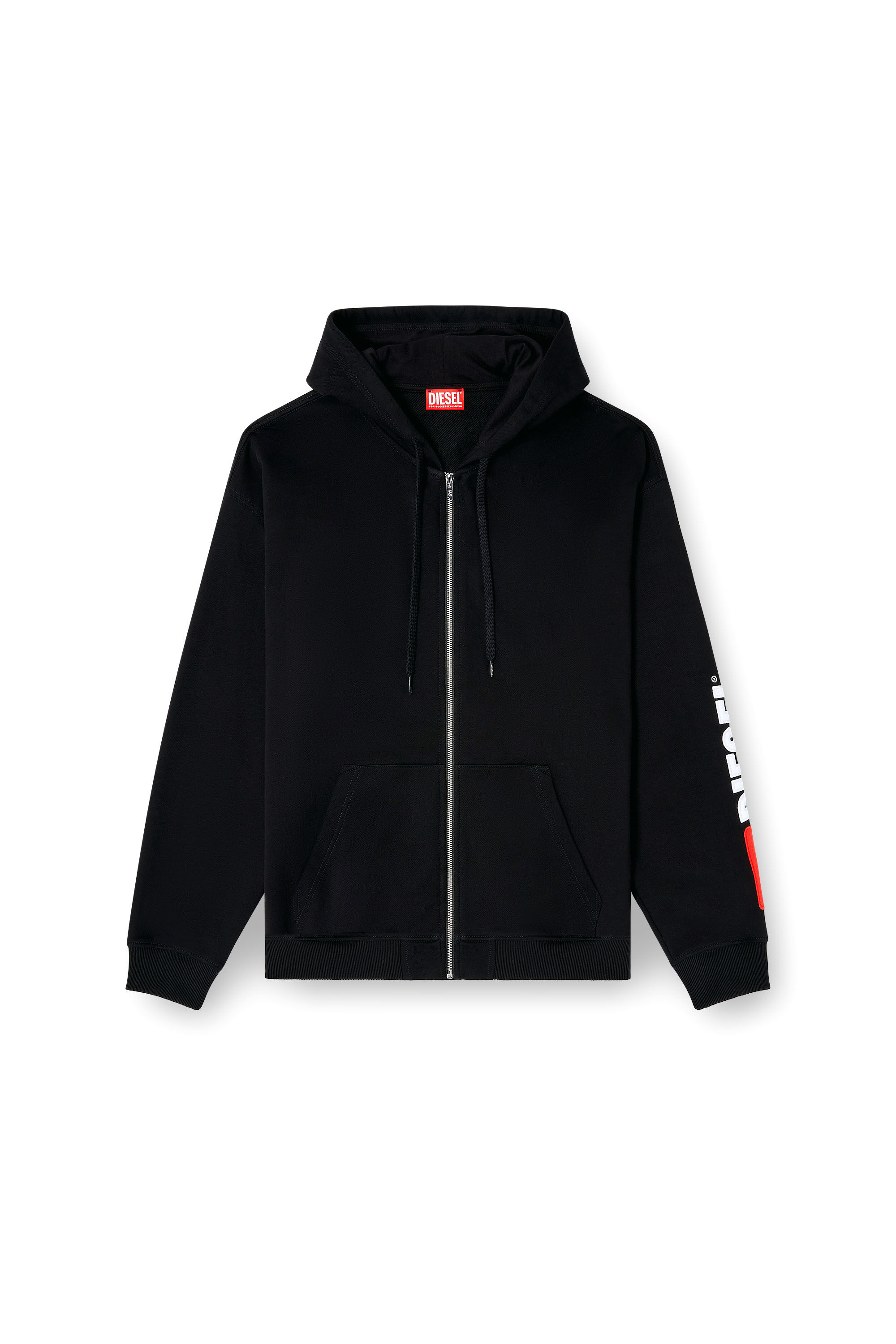 Men's Hoodie with logo patch embroidery | Black | Diesel