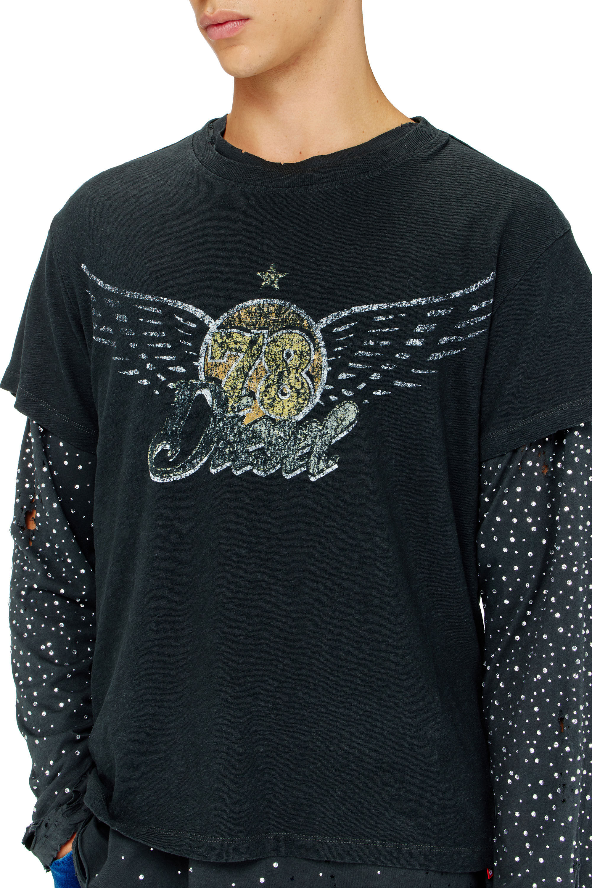 Diesel - T-GERIO-A, Man's Cotton-hemp T-shirt with concert graphics in null - 4