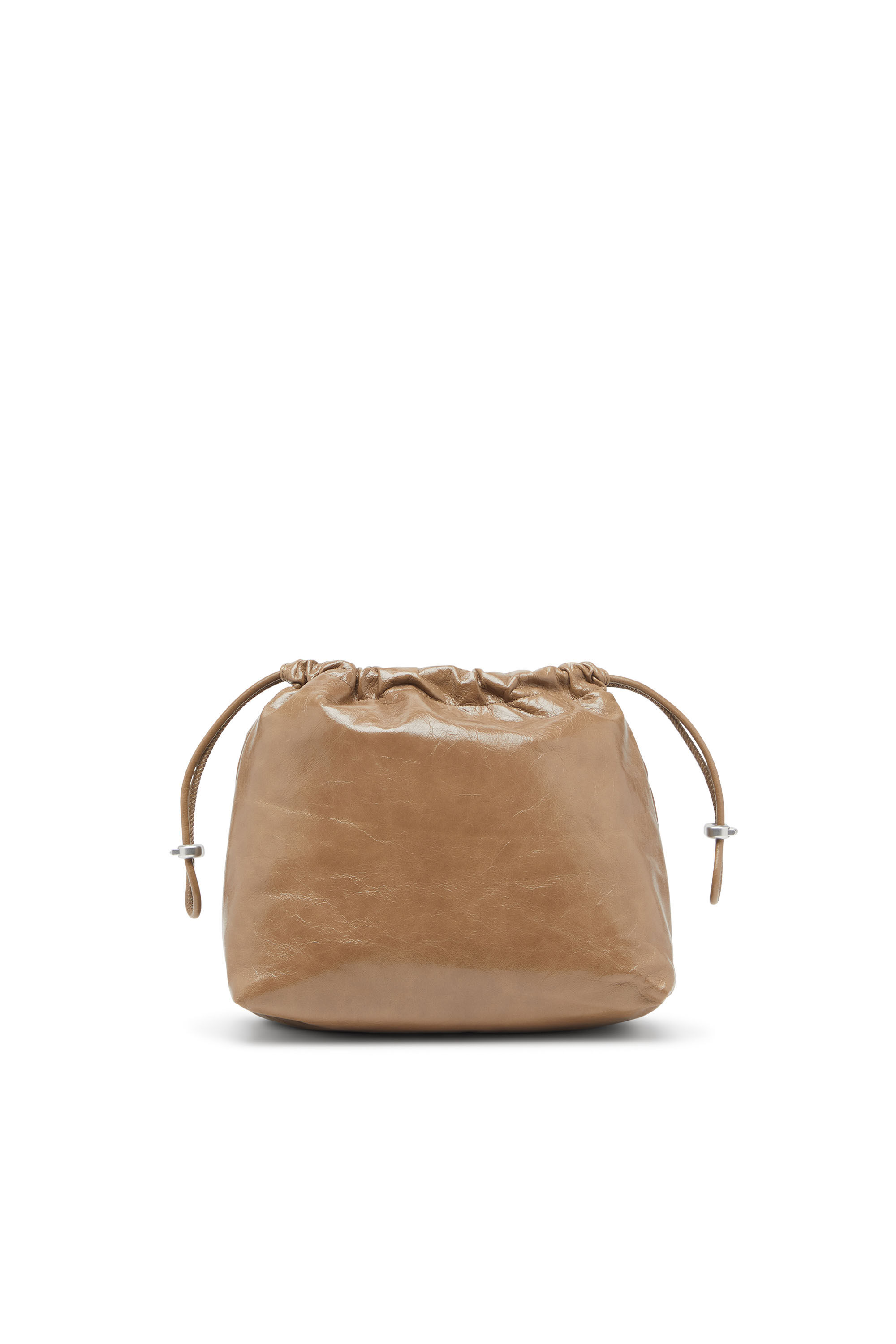 Diesel - SCRUNCH-D BUCKET, Female's Scrunch-D-Bucket bag in shiny wrinkled leather in Light Brown - 3