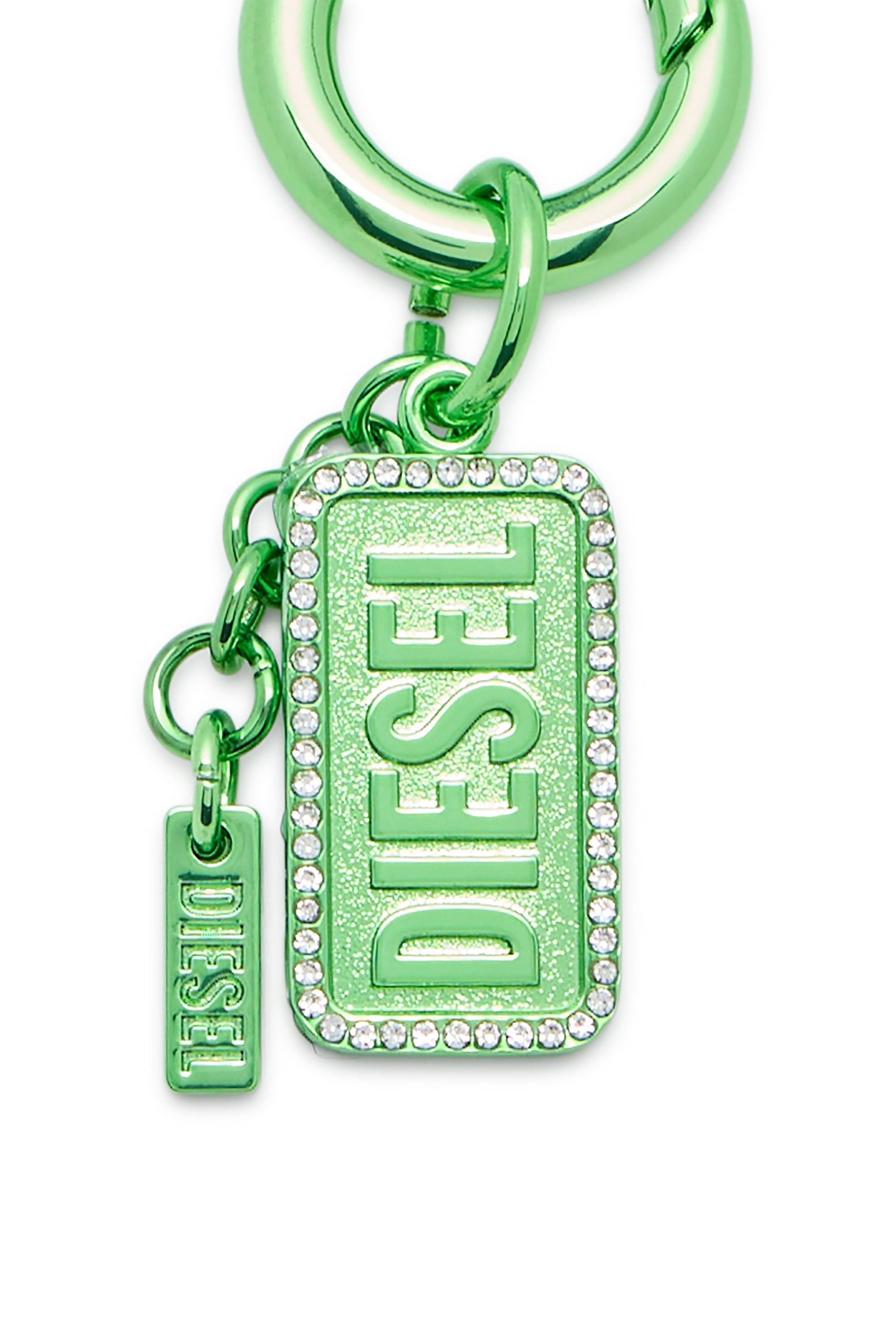 Women's Metal keyring with Diesel logo and rhinestones | Green