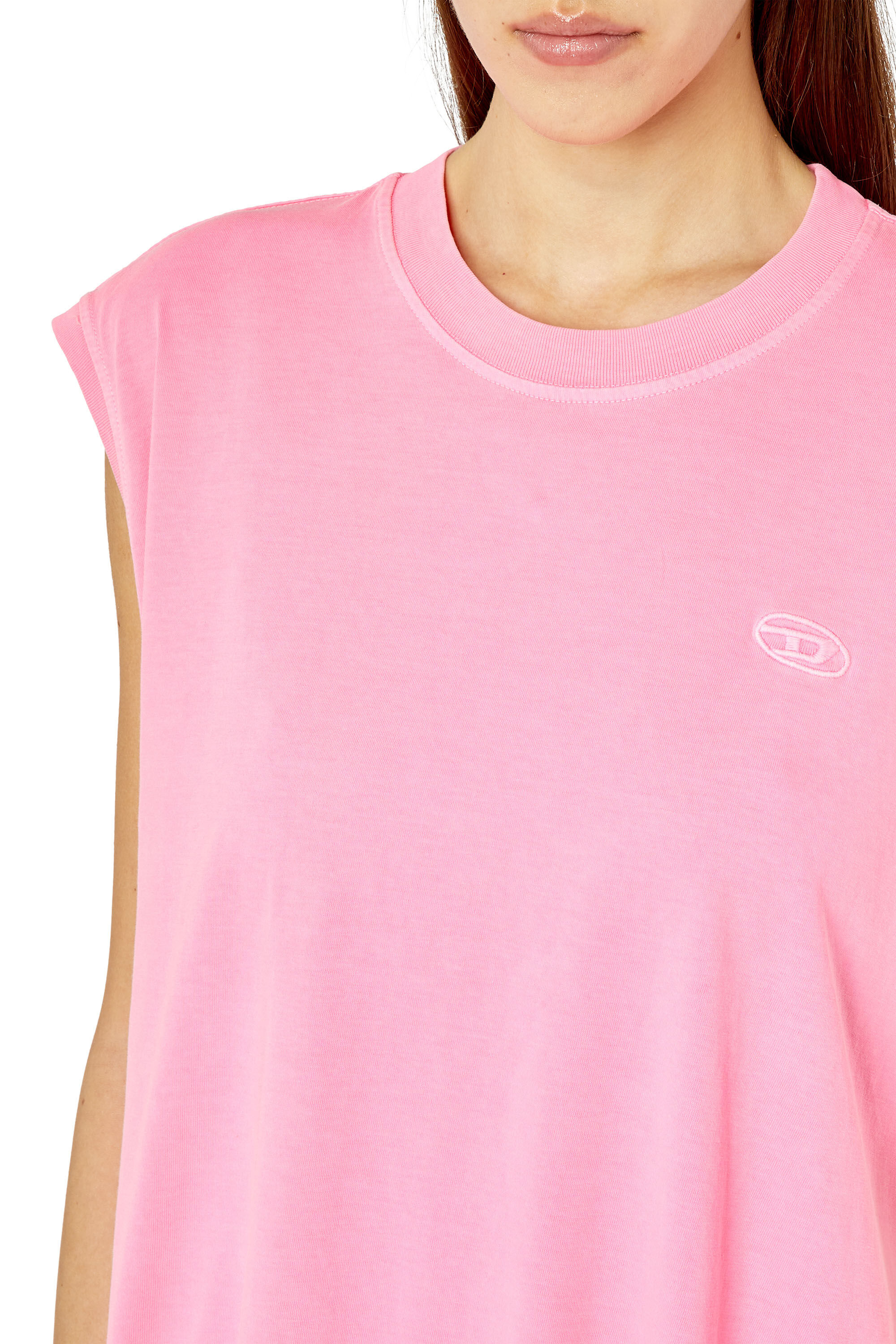 Diesel - D-ROLLETTY, Female's T-shirt dress with georgette hem in Hot pink - 4