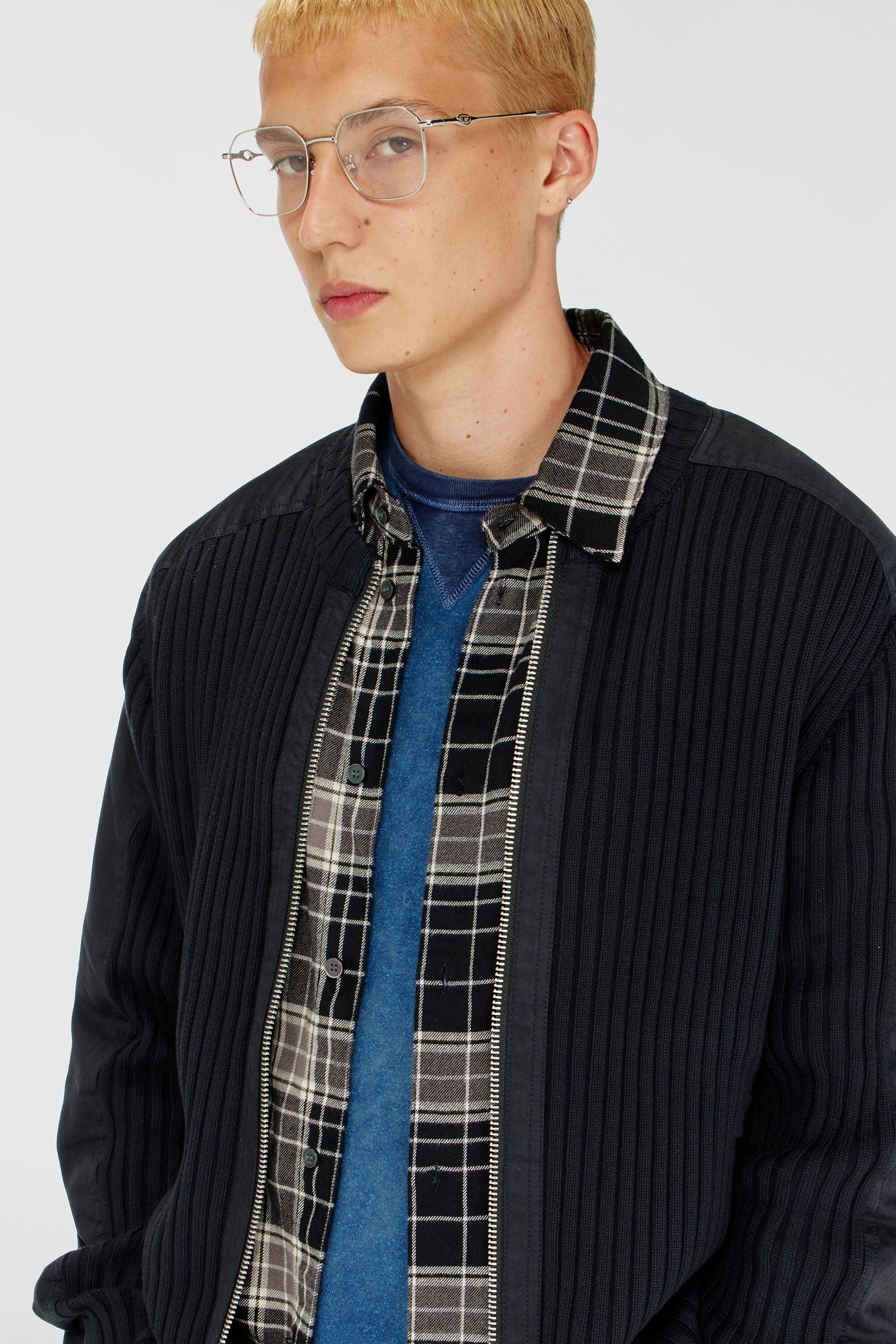 Diesel - K-MATTY, C&aacute;rdigan con cremallera y paneles utility Hombre in Negro - 5