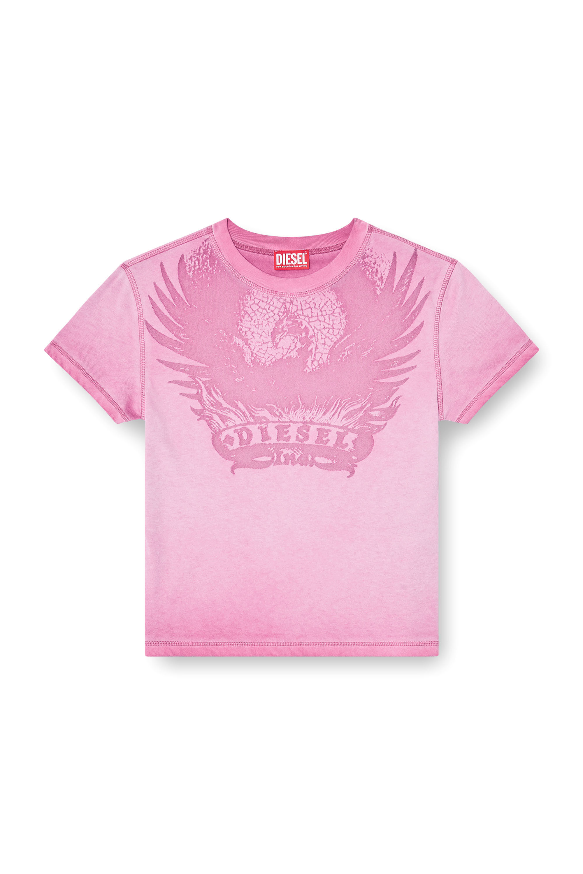 Diesel - T-ILA-AA7, Camiseta slim con d&eacute;vor&eacute; Phoenix Mujer in Rosa - 2