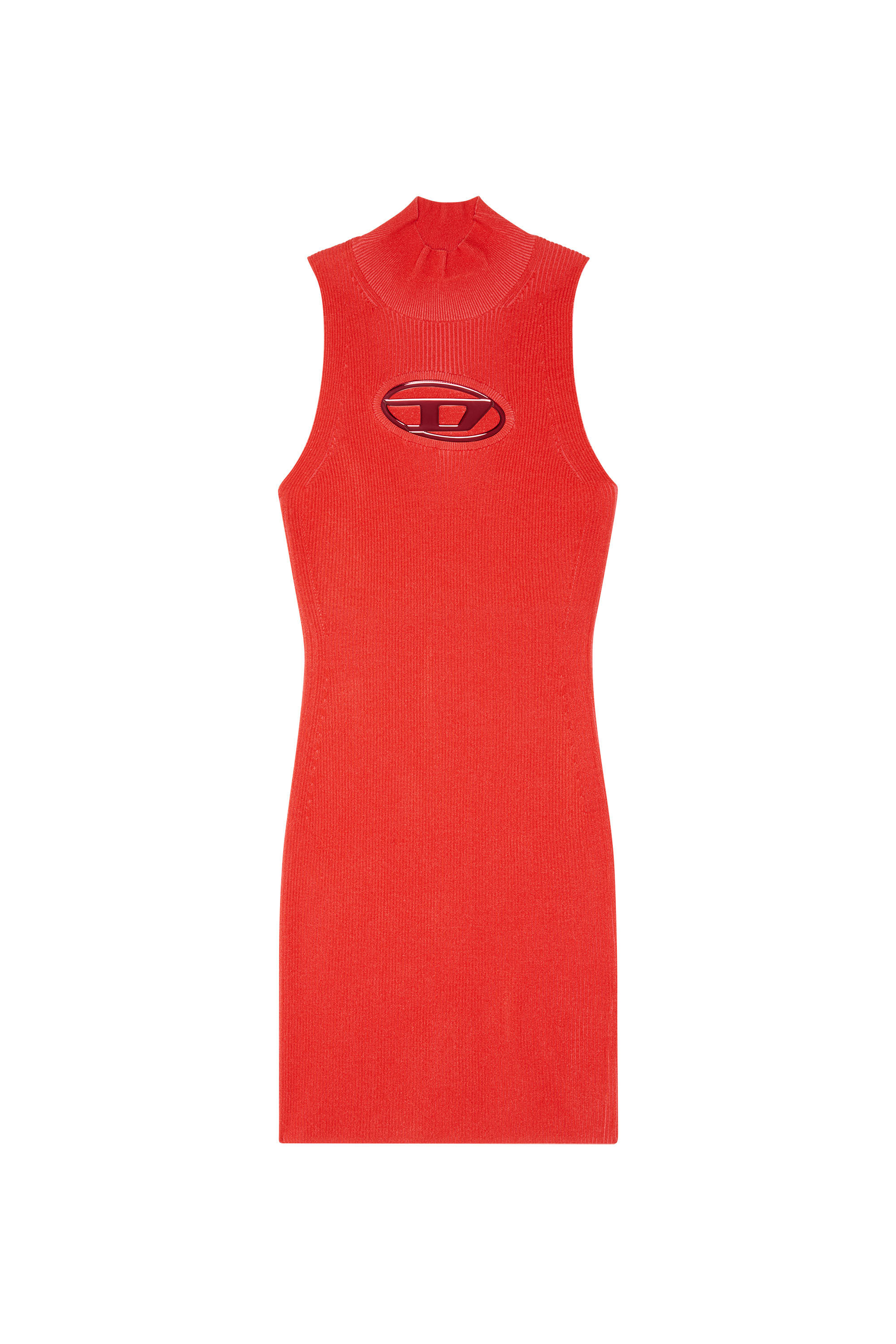 Diesel - M-ONERVA, Female's Short dress with cut-out and logo plaque in Red - 2