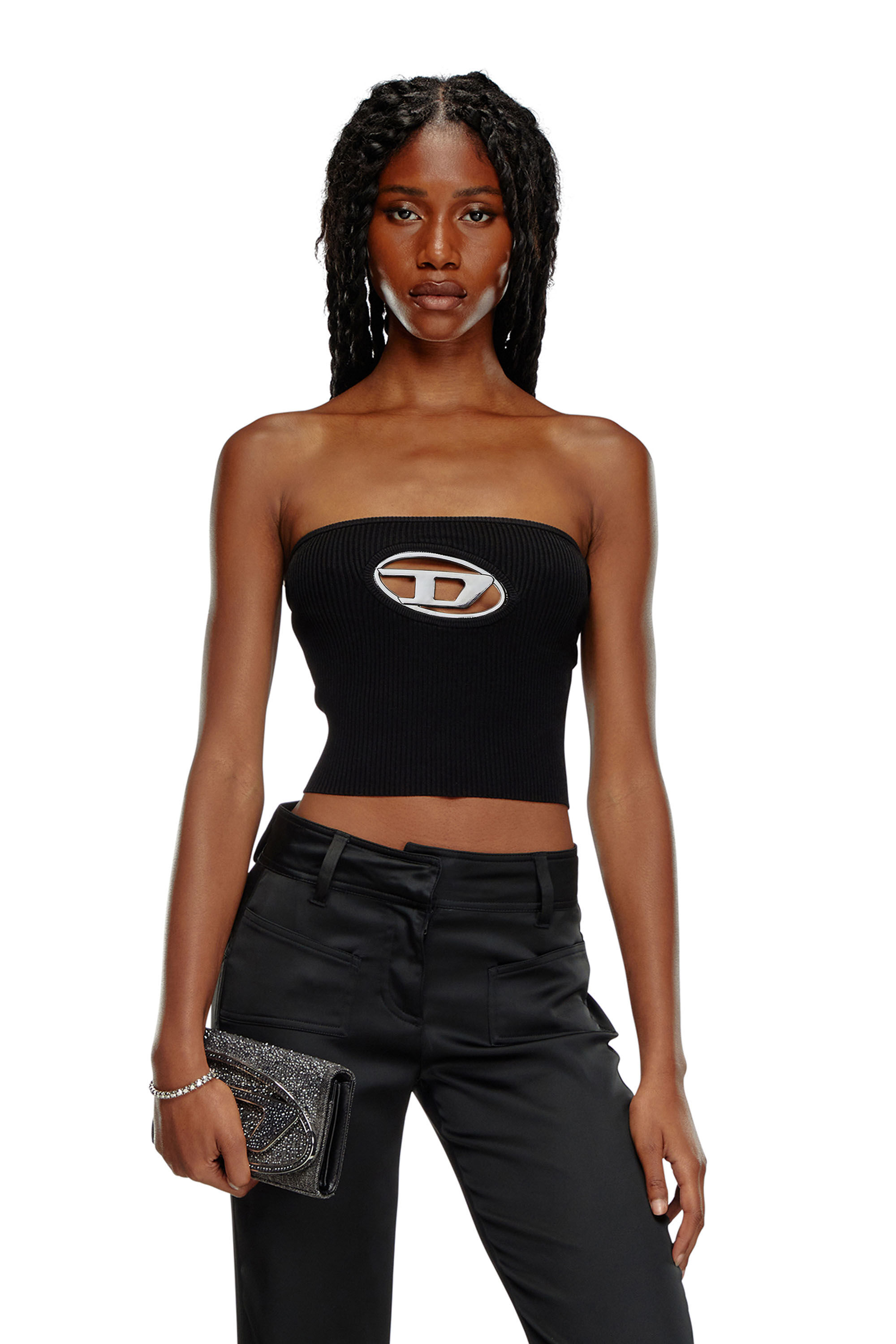 Diesel - M-CLARKSVILLE-A, Female's Bandeau top with oval D plaque in Black/Grey - 3