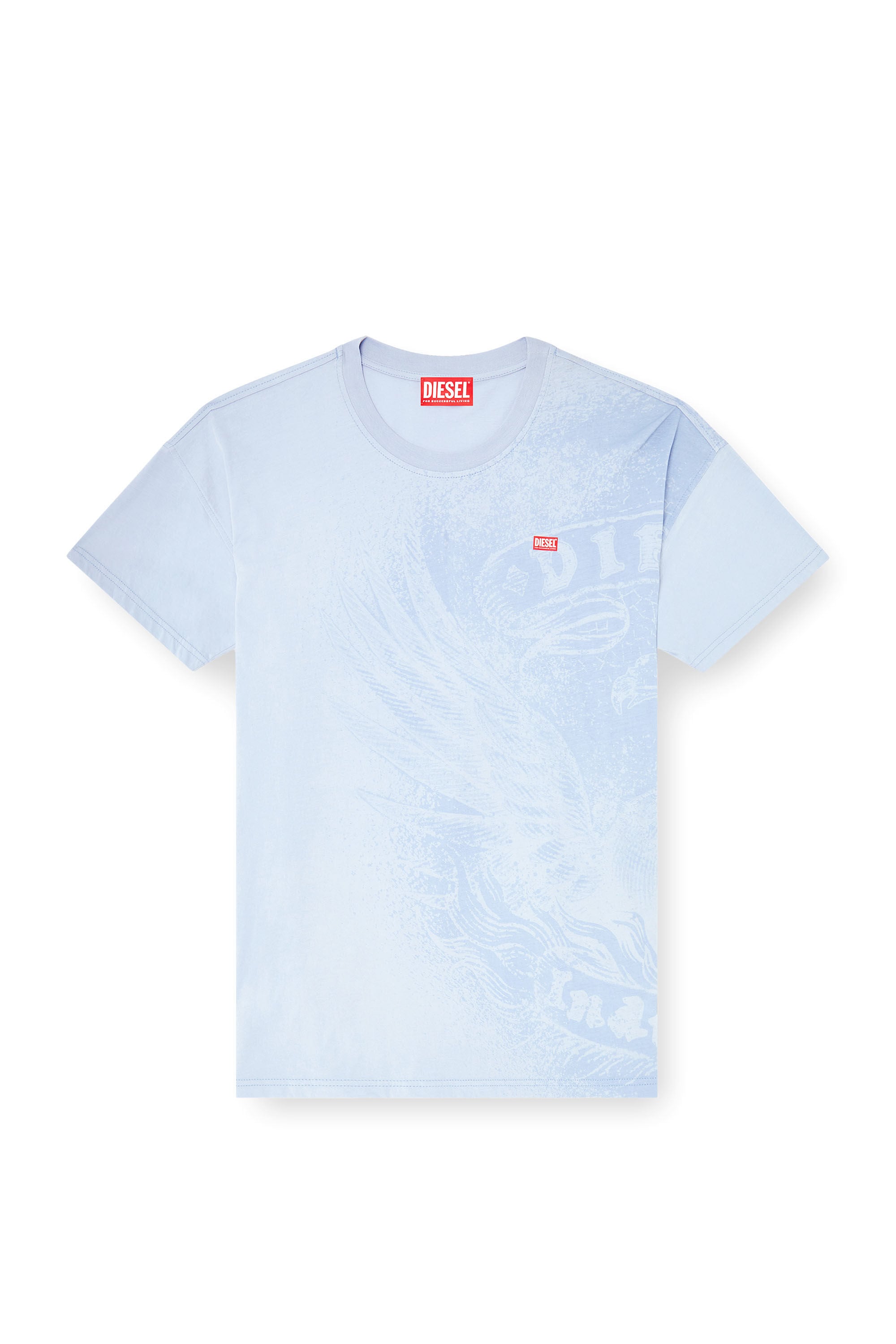 Diesel - T-BOXT-AA3, Man's Relaxed T-shirt with pigment prints in Light Blue - 2