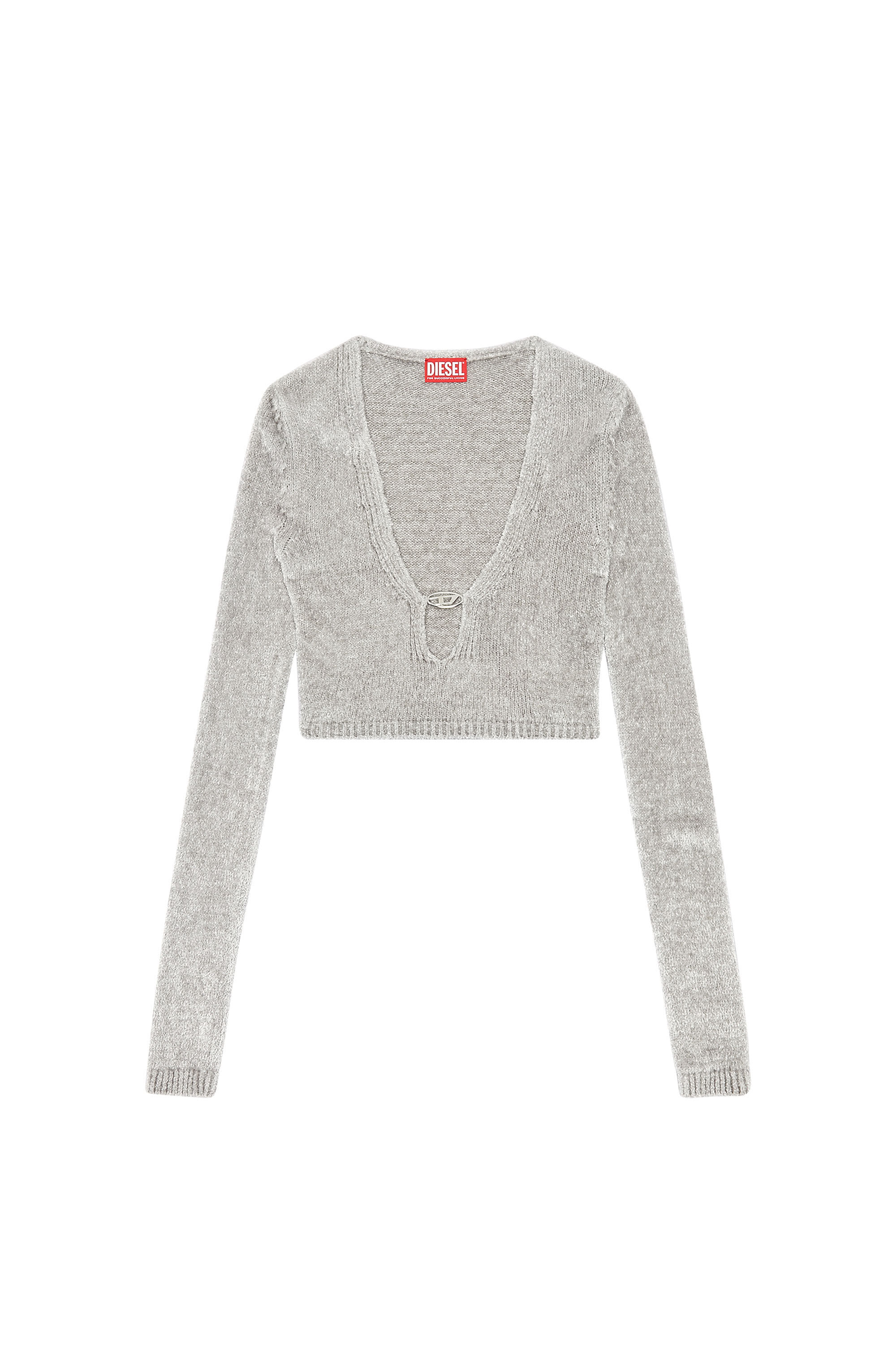 Diesel - M-CHERYL, Woman's Cropped chenille jumper in Light Grey - 2