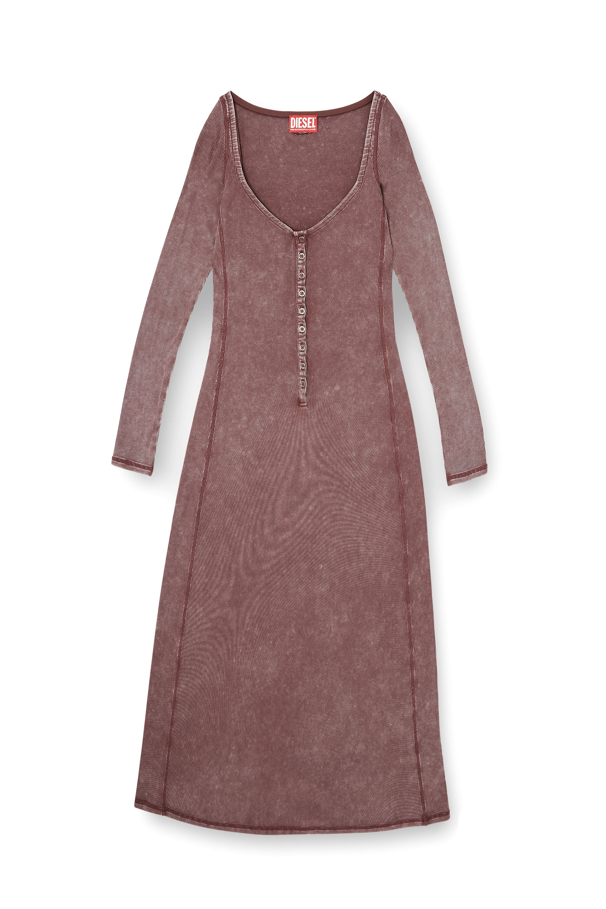 Women's Midi dress in faded ribbed jersey | Pink | Diesel {{Country}}