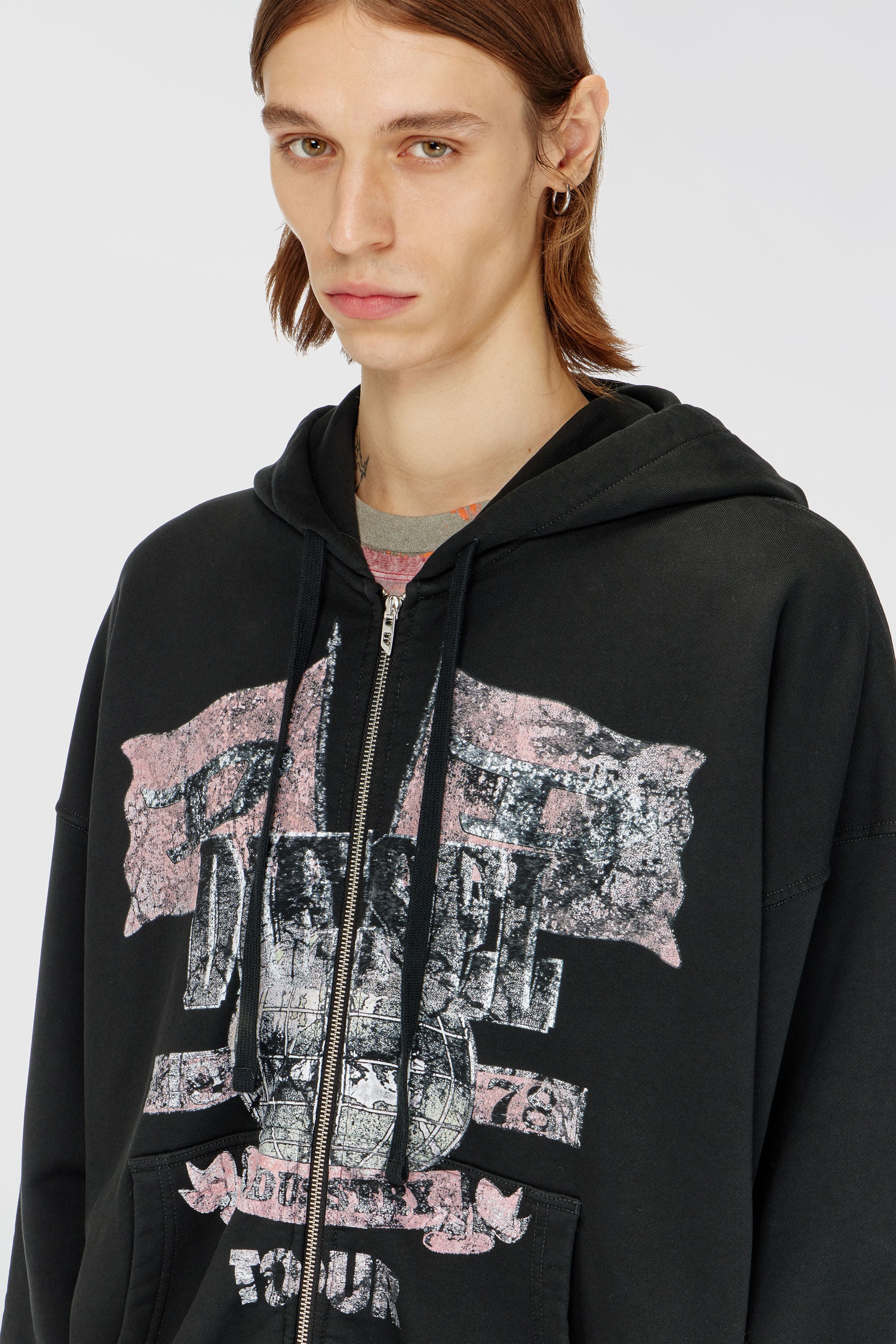 Diesel - S-WILL-ZIP, Sweat &agrave; capuche zipp&eacute; avec motifs concert Homme in ToBeDefined - 5