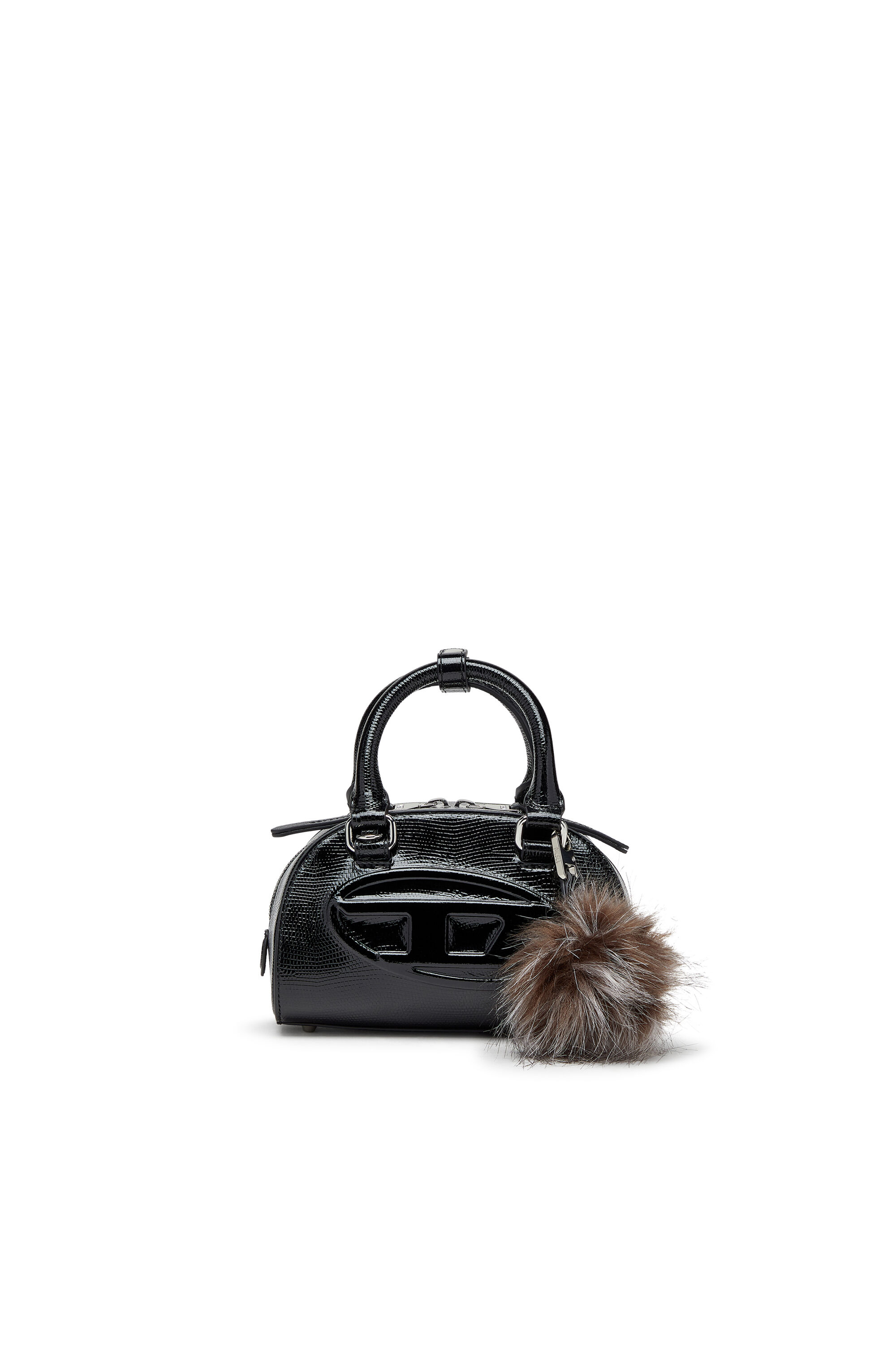 Women's 1DR Dome-Mini bowling bag in embossed leather | Black | Diesel