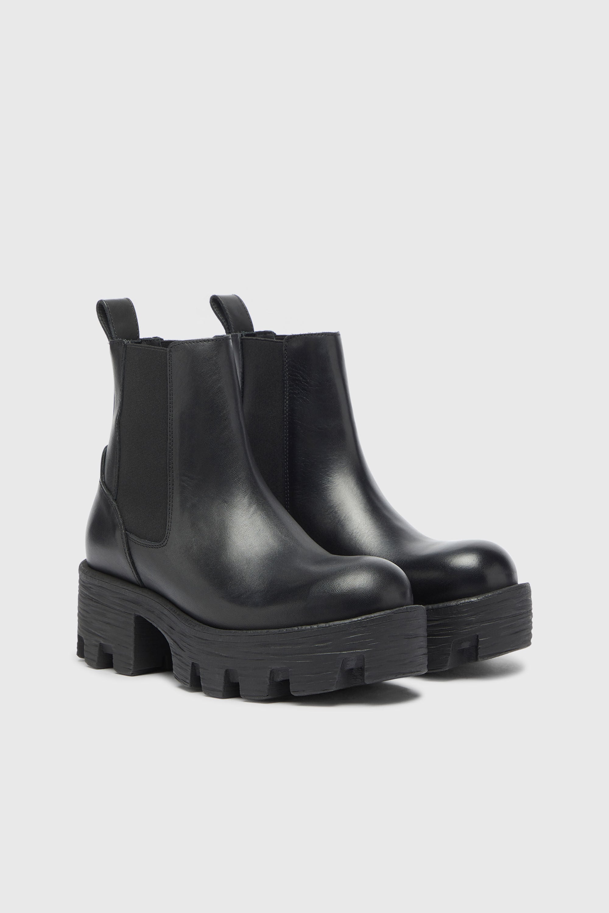 Diesel - D-HAMMER CHUNKY W, D-Hammer - Botines Chelsea de piel con suela gruesa Mujer in Negro - 2