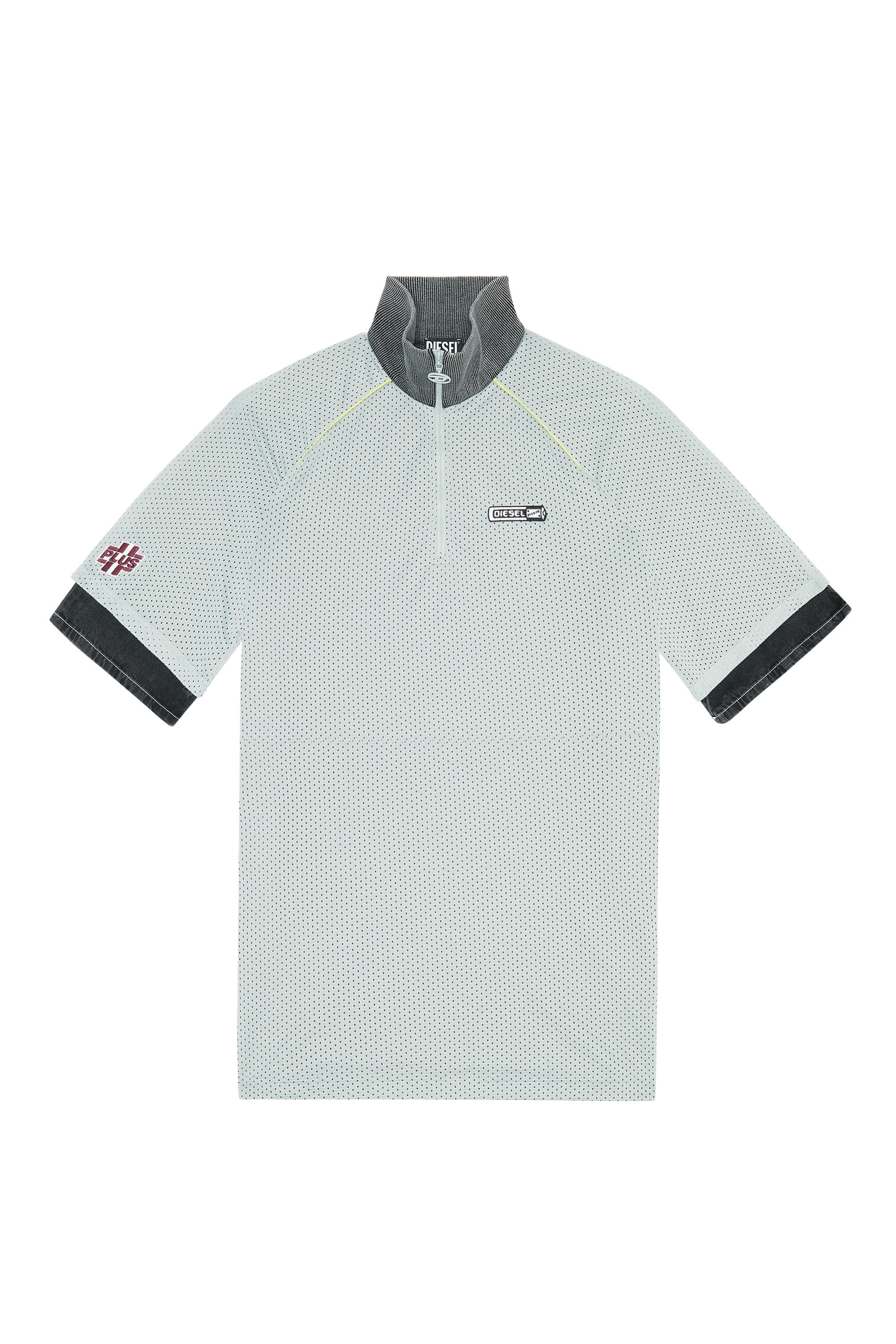 Diesel - T-MEC, Polo de malla con adornos en denim Hombre in Gris - 2