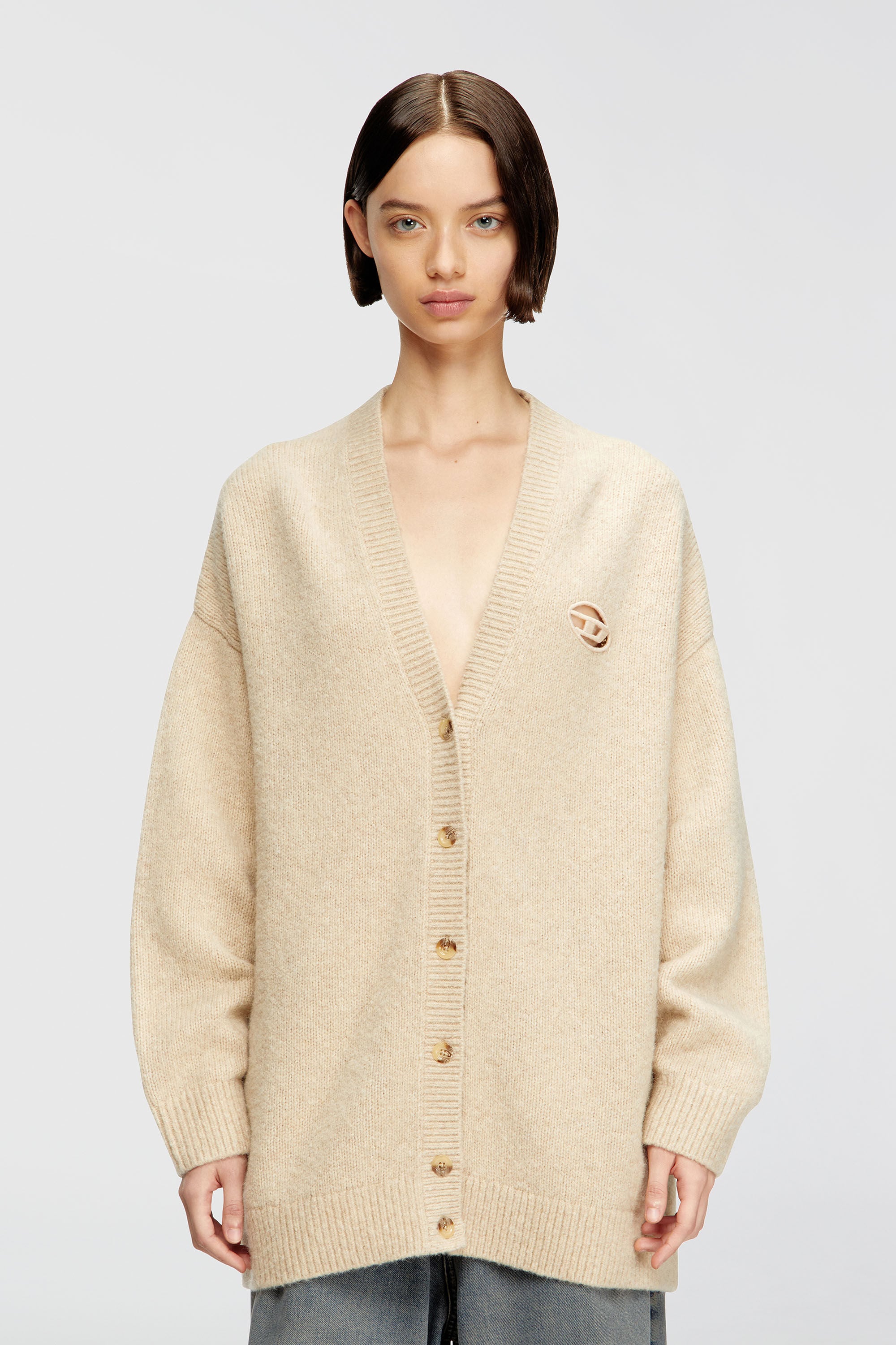 Diesel - M-AREELA, Woman's Cardigan in wool and alpaca blend in Beige - 3