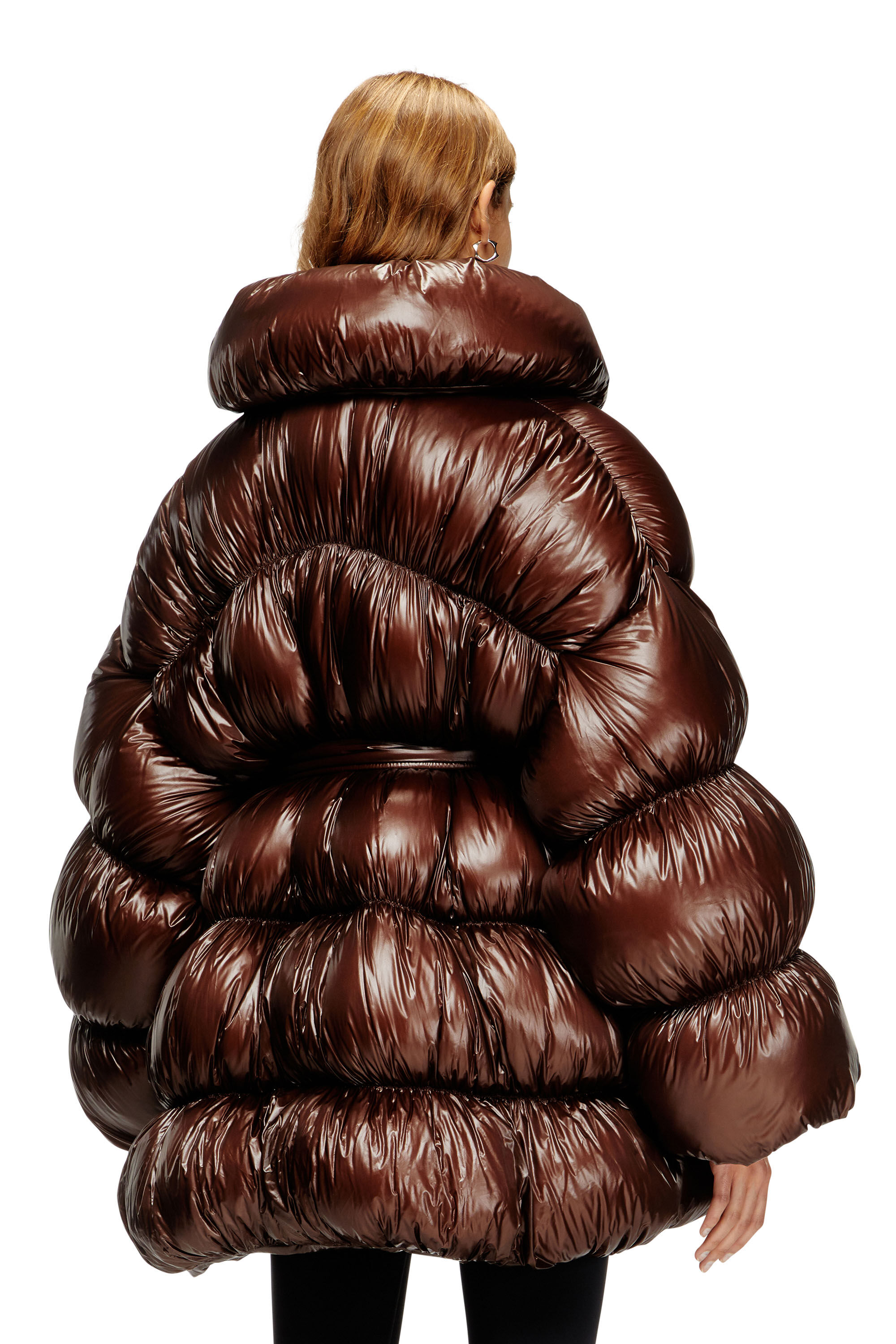 Diesel - W-INONA, Female's Short quilted down coat with belt in Brown - 5