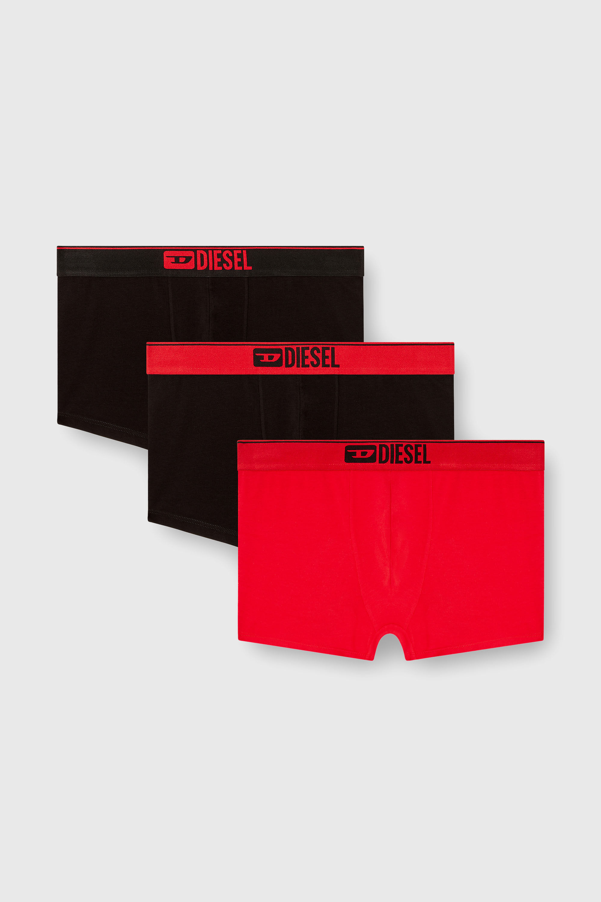 Diesel - UMBX-DAMIENTHREEPACK, Male's Three-pack of plain boxer briefs in Red/Black - 4