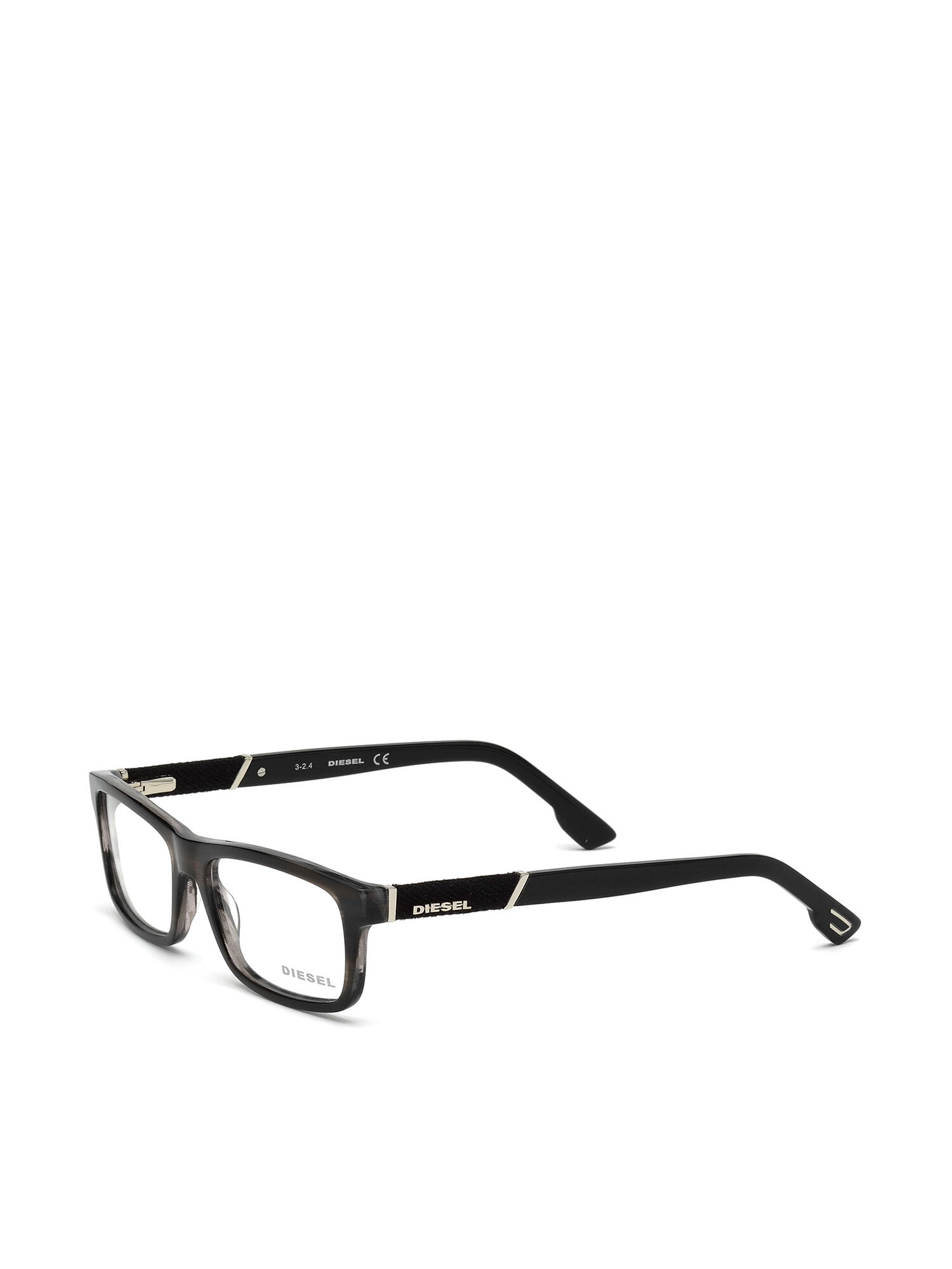 Diesel - DL5126, Unisex's Rectangular eyewear with leather insert in Black/Brown - 6