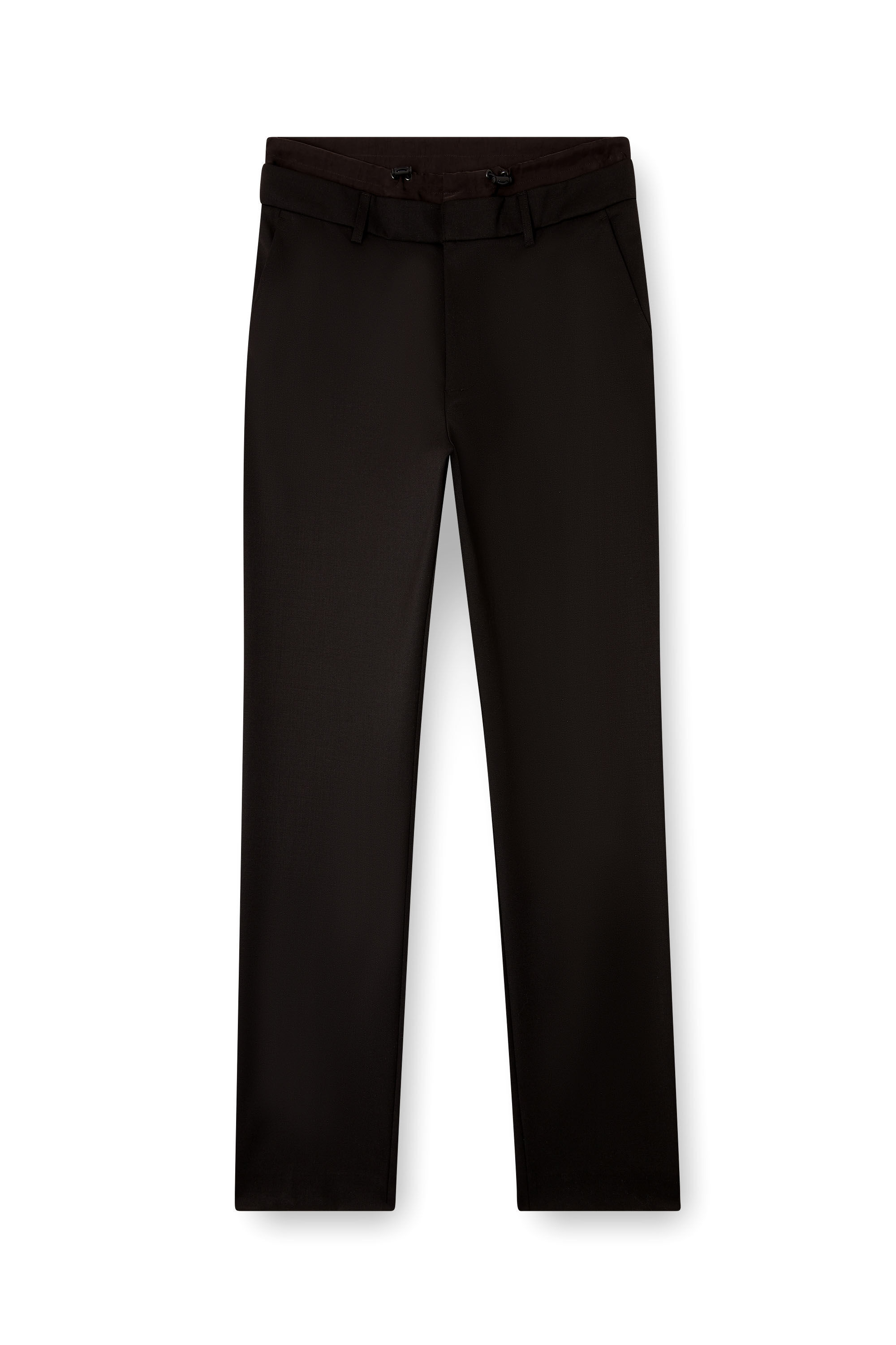 Diesel - P-OWERS, Male's Wool blend pants with elastic waistband in Black - 2