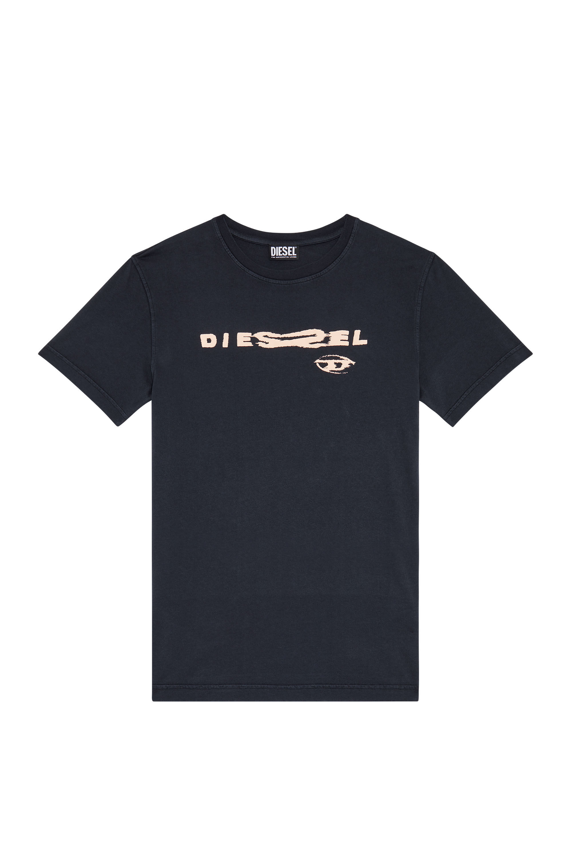 Diesel - T-DANNY, Female's T-shirt with distorted Diesel puff print in Black - 2