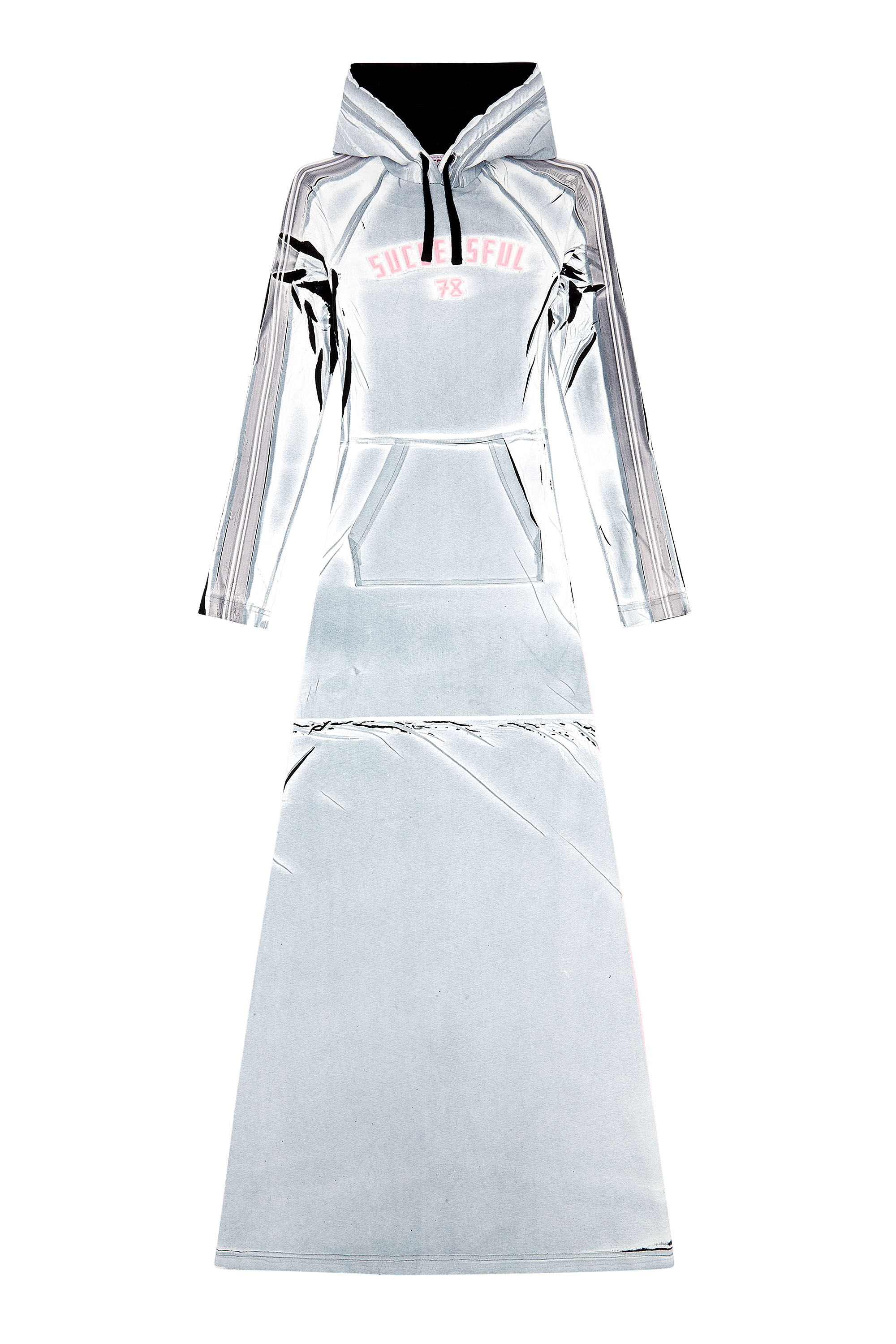 Women's Hoodie dress with shadowy over print | Blue | Diesel Women's Hoodie dress with shadowy over print | Blue | Diesel